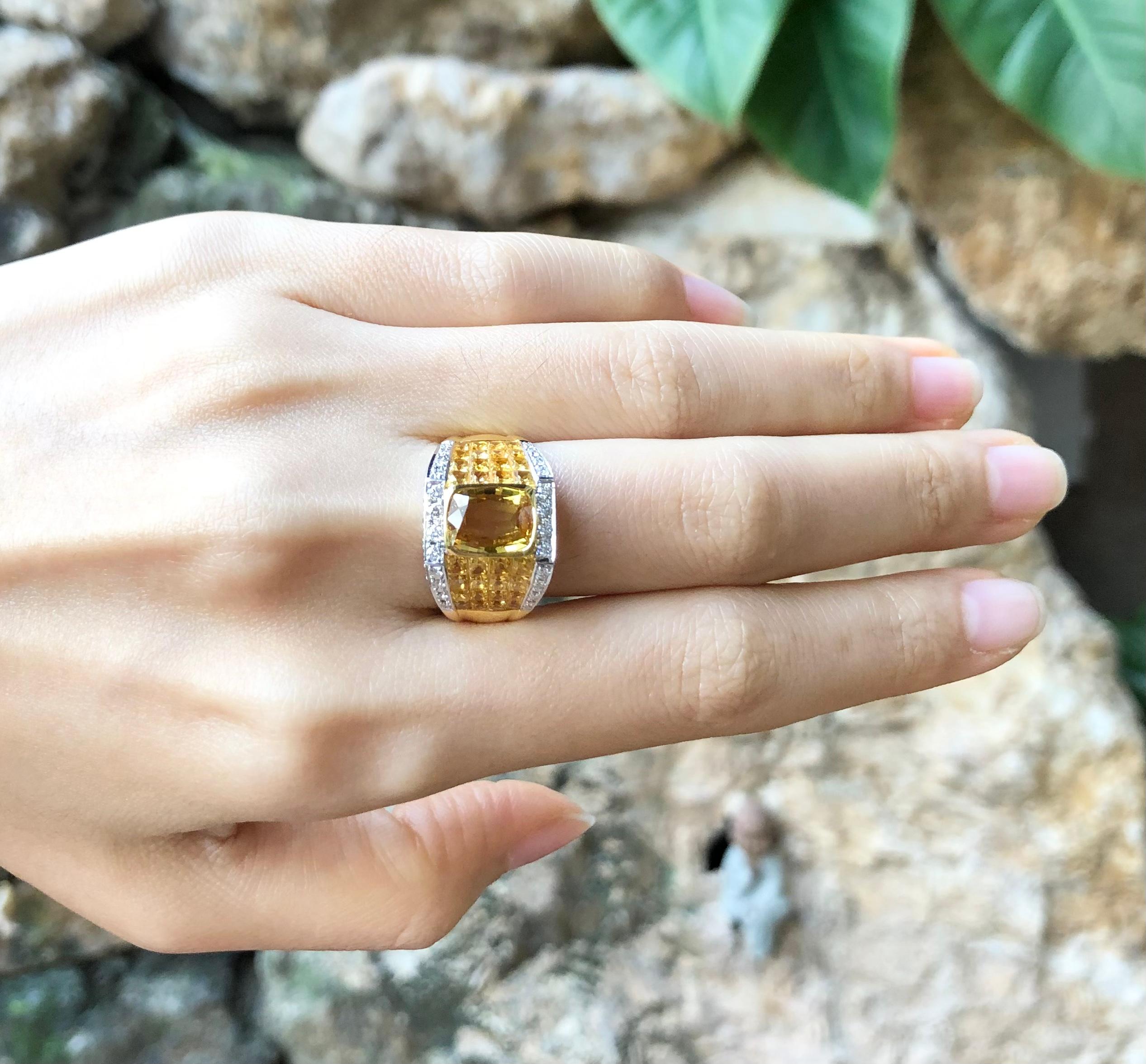 Gelber Saphir und Diamant-Ring in 18 Karat Goldfassung 2