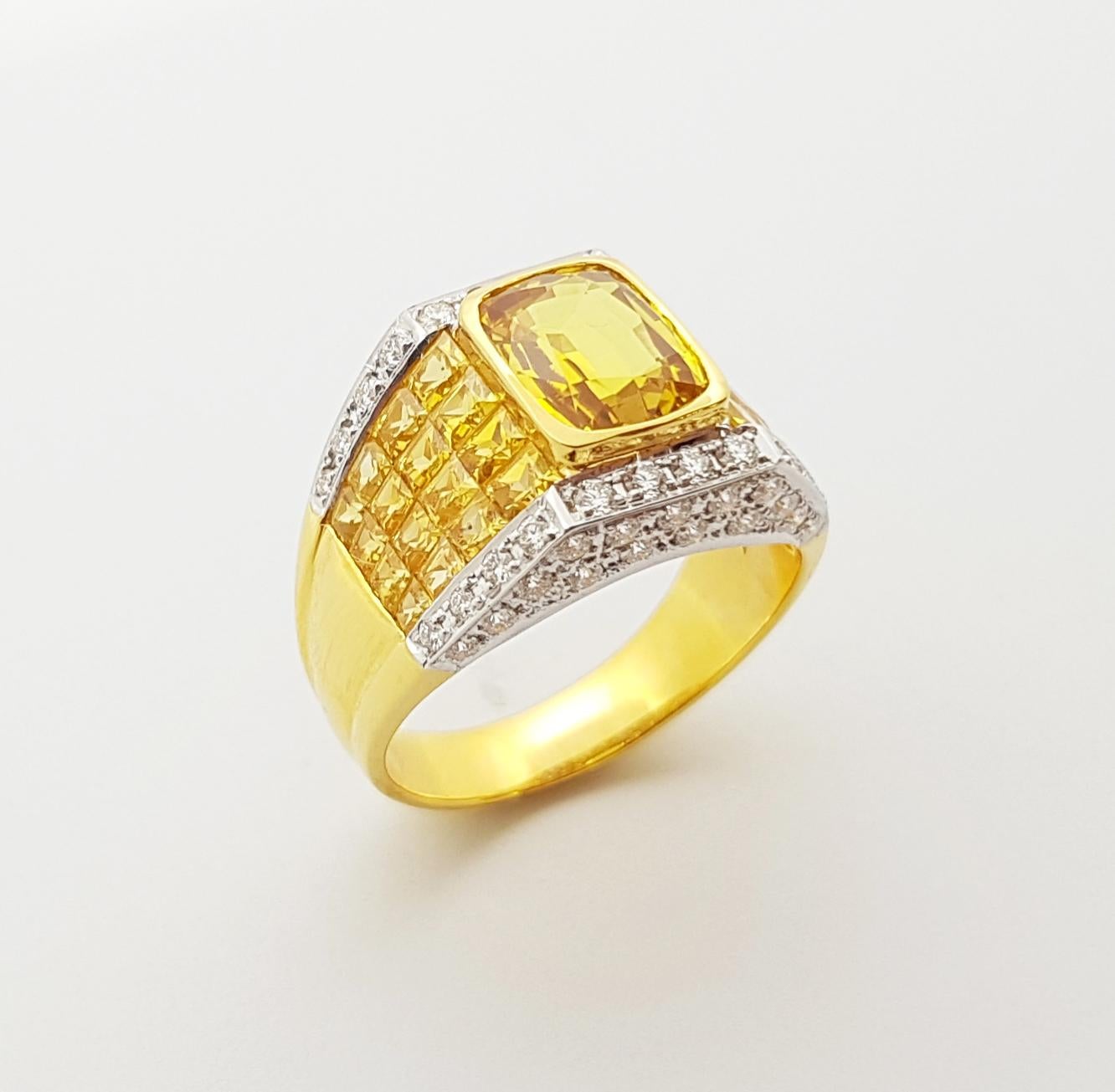 Gelber Saphir und Diamant-Ring in 18 Karat Goldfassung 3