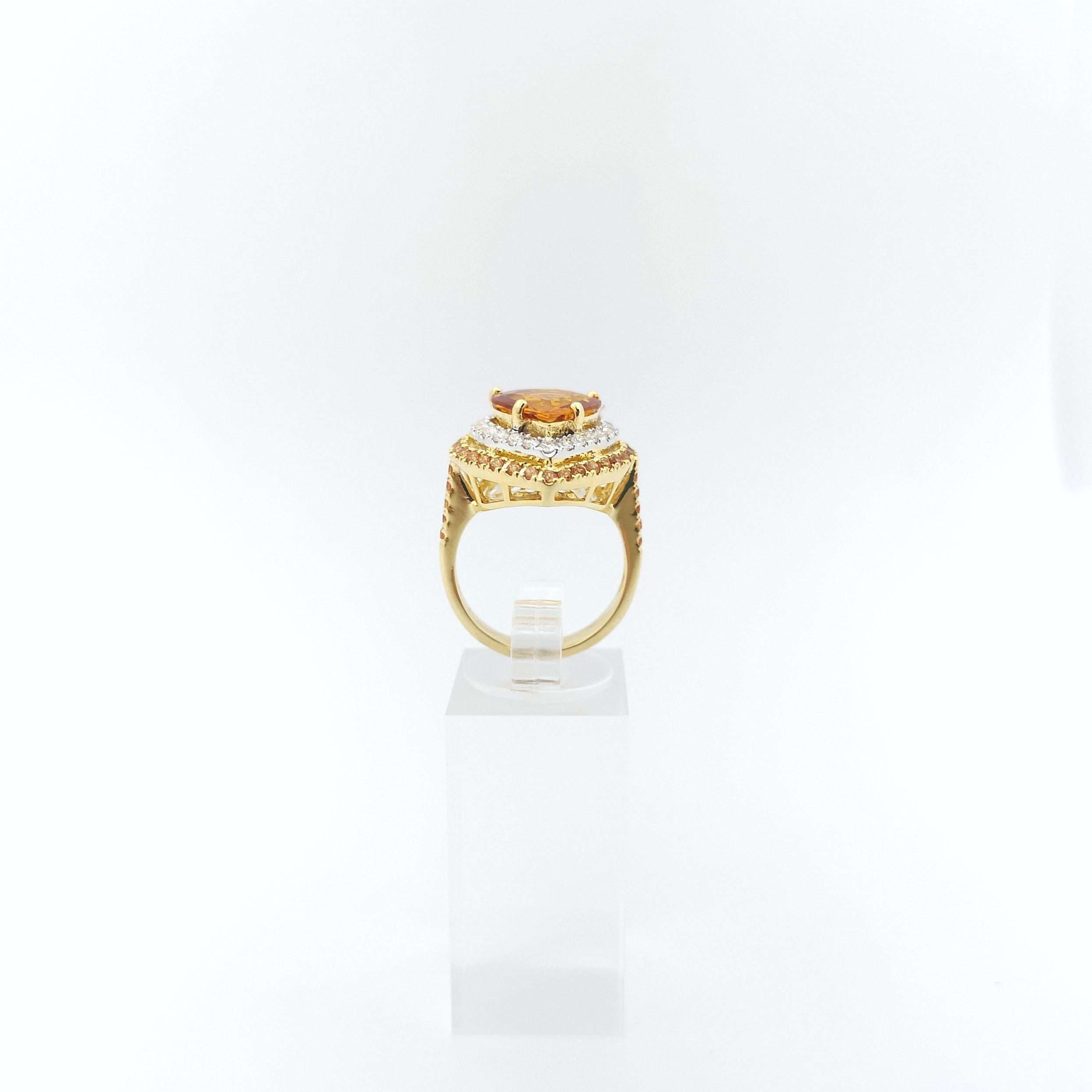 Ring mit gelbem Saphir und Diamant in 18 Karat Goldfassungen gefasst im Angebot 4