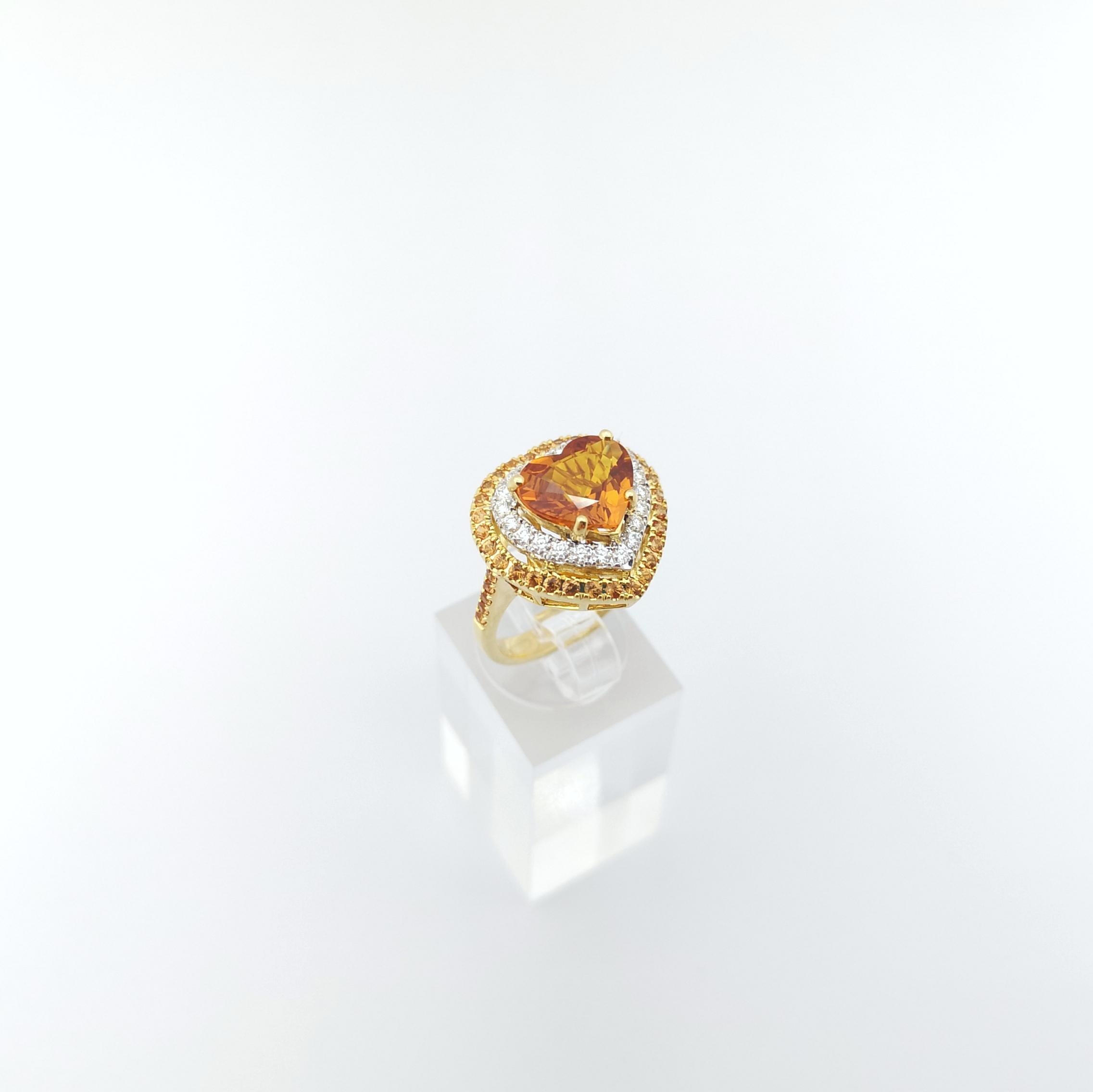 Yellow Sapphire and Diamond Ring set in 18K Gold Settings For Sale 5