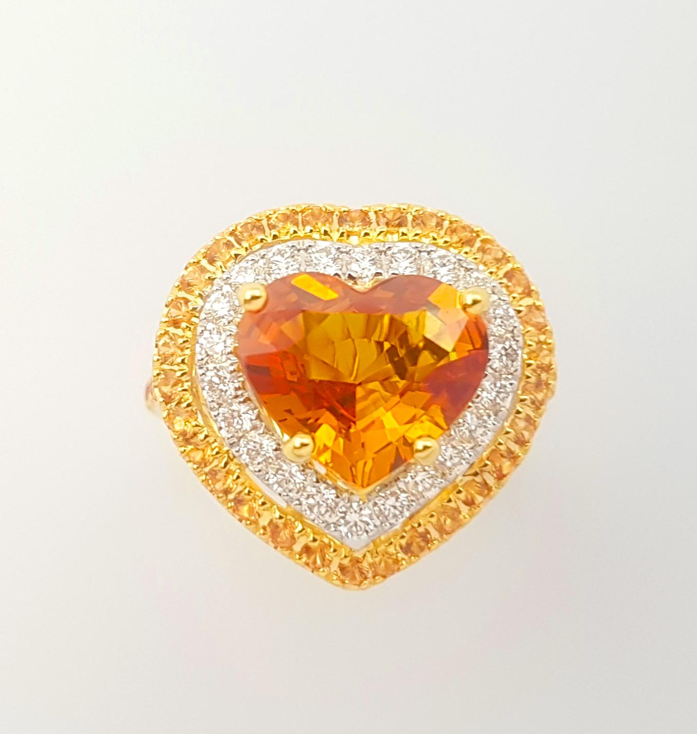 Yellow Sapphire and Diamond Ring set in 18K Gold Settings For Sale 6