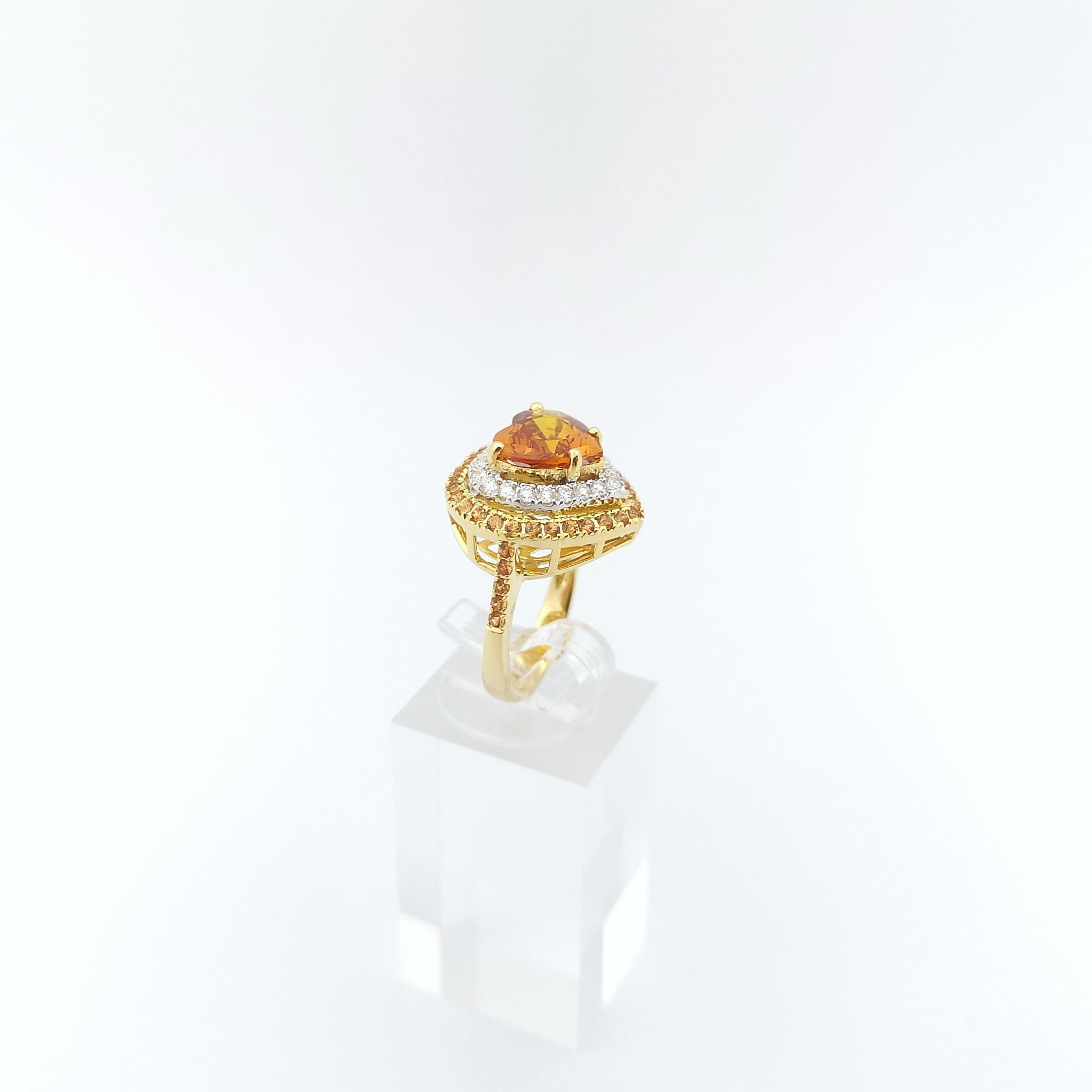 Ring mit gelbem Saphir und Diamant in 18 Karat Goldfassungen gefasst im Angebot 7