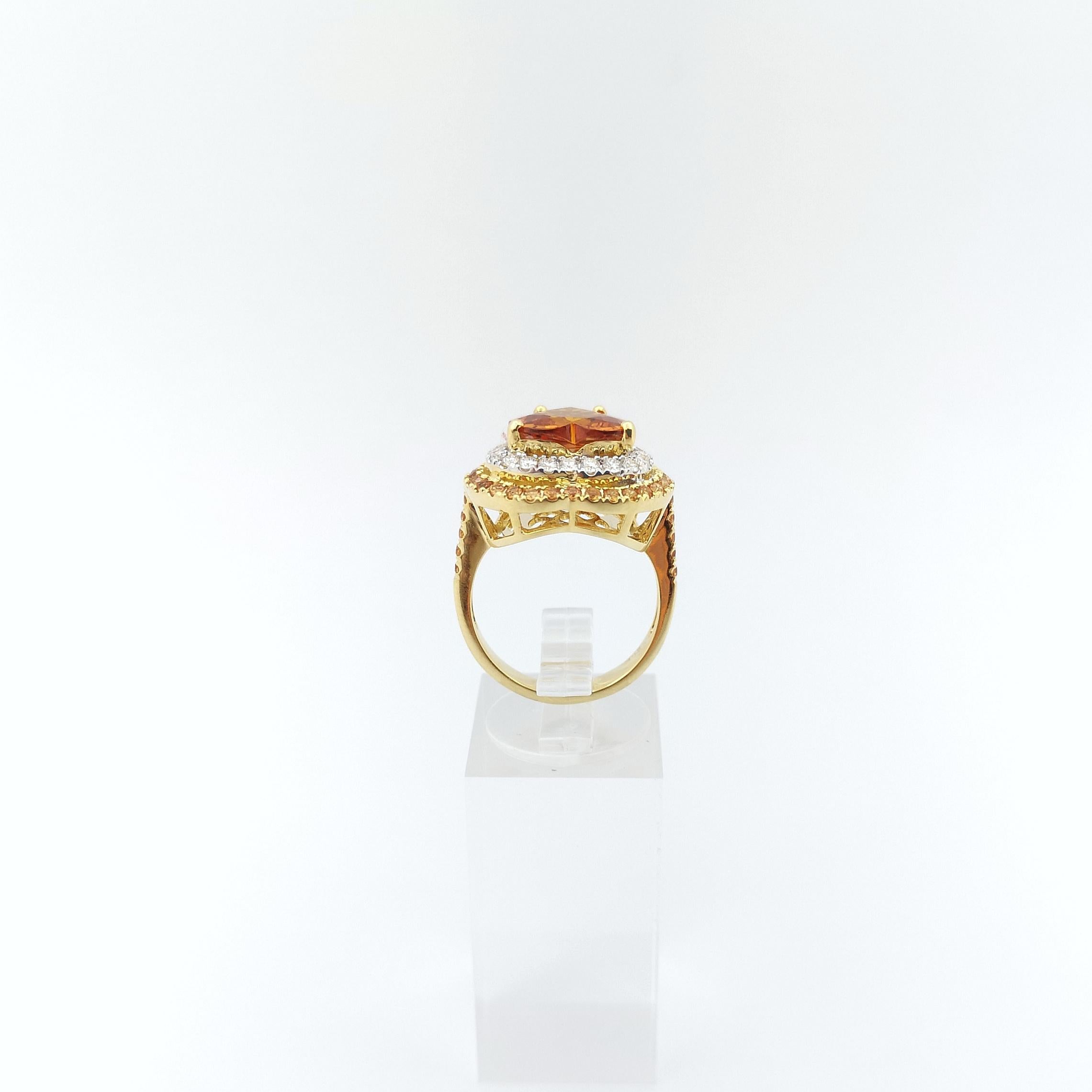 Ring mit gelbem Saphir und Diamant in 18 Karat Goldfassungen gefasst im Angebot 8
