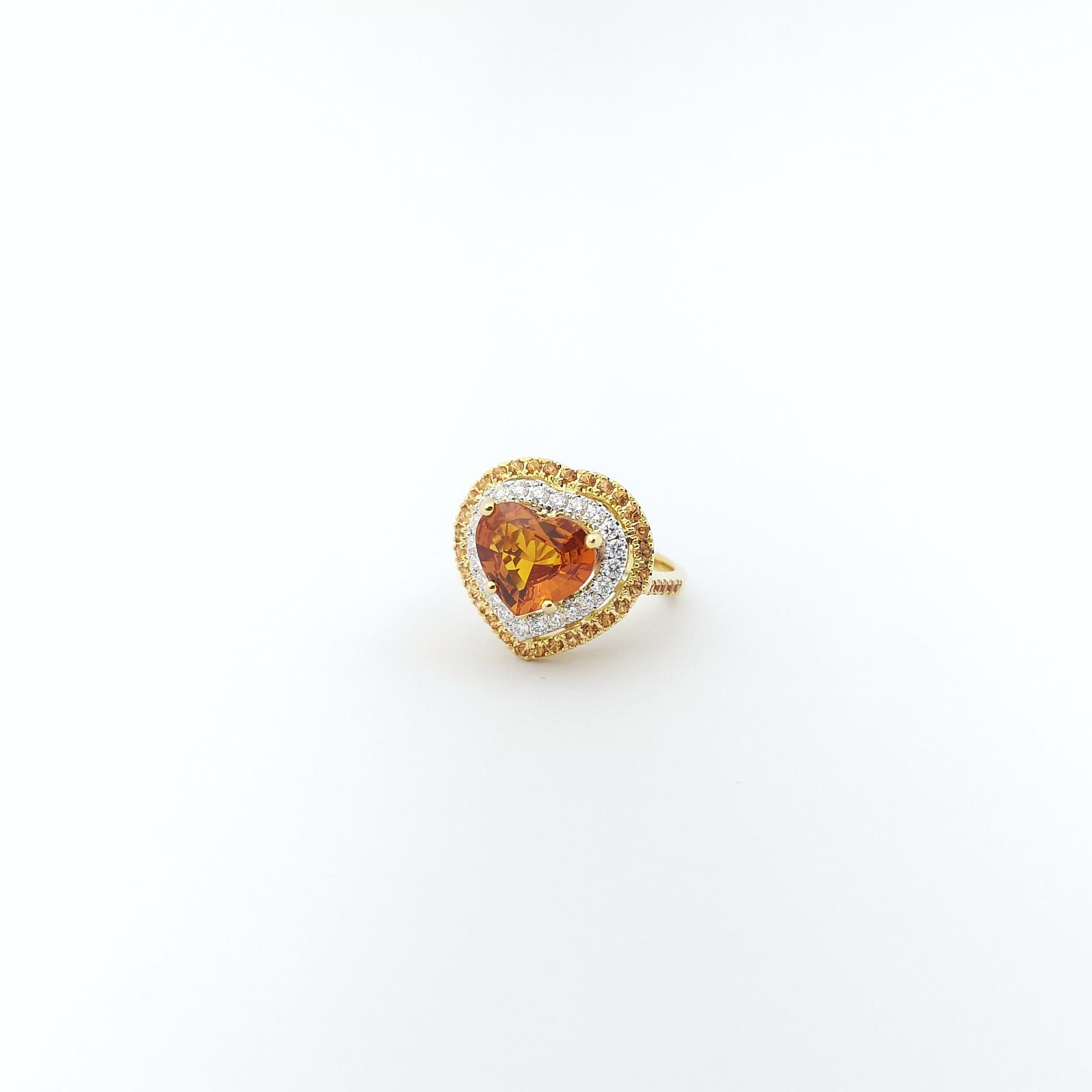 Ring mit gelbem Saphir und Diamant in 18 Karat Goldfassungen gefasst im Angebot 1