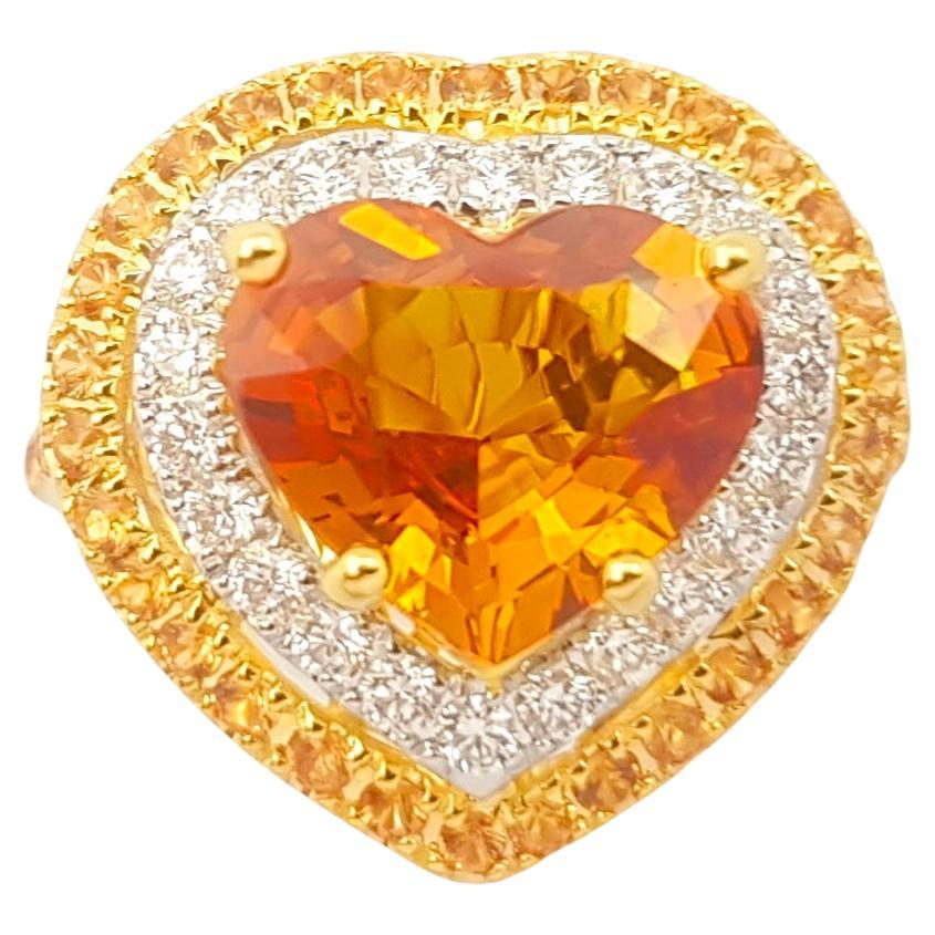 Yellow Sapphire and Diamond Ring set in 18K Gold Settings For Sale