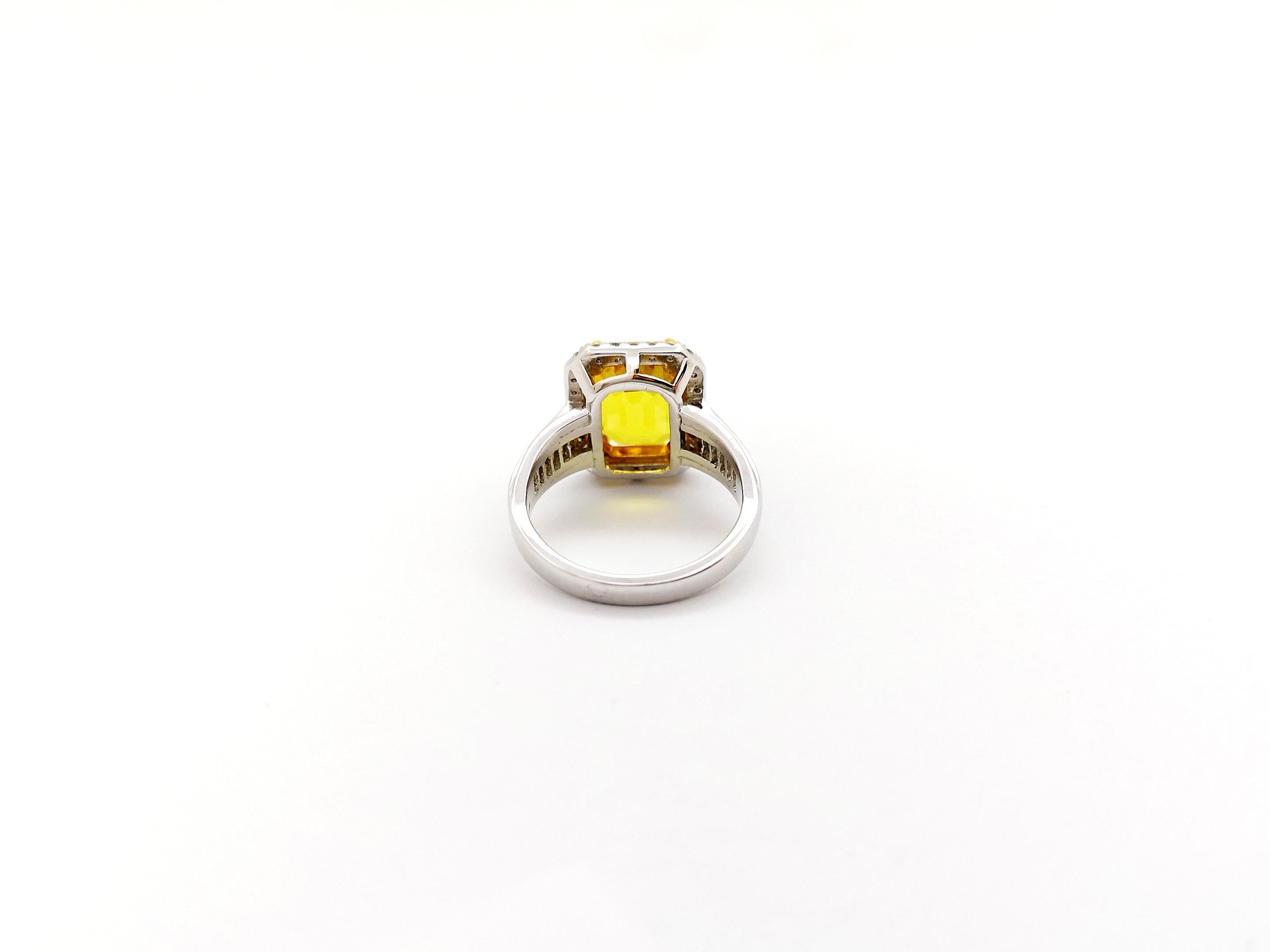 Yellow Sapphire and Diamond Ring set in 18K White Gold Settings For Sale 10