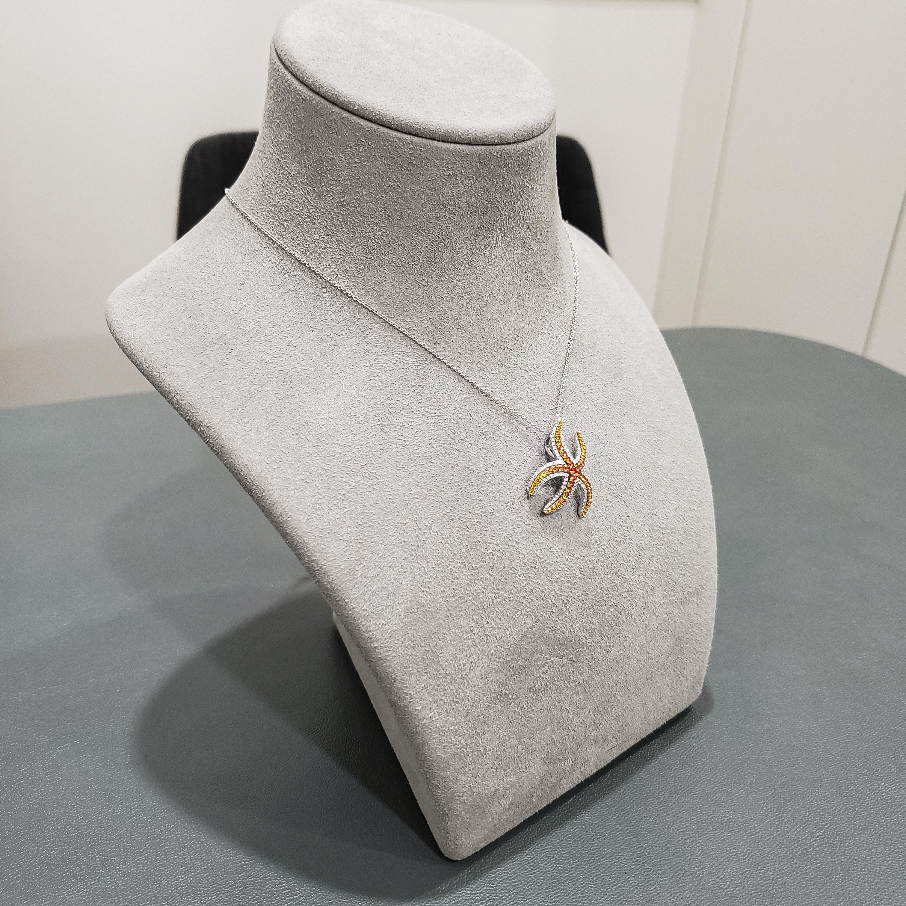 Roman Malakov Yellow Sapphire and Diamond Starfish Pendant Necklace (Zeitgenössisch)