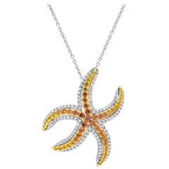 Roman Malakov Yellow Sapphire and Diamond Starfish Pendant Necklace
