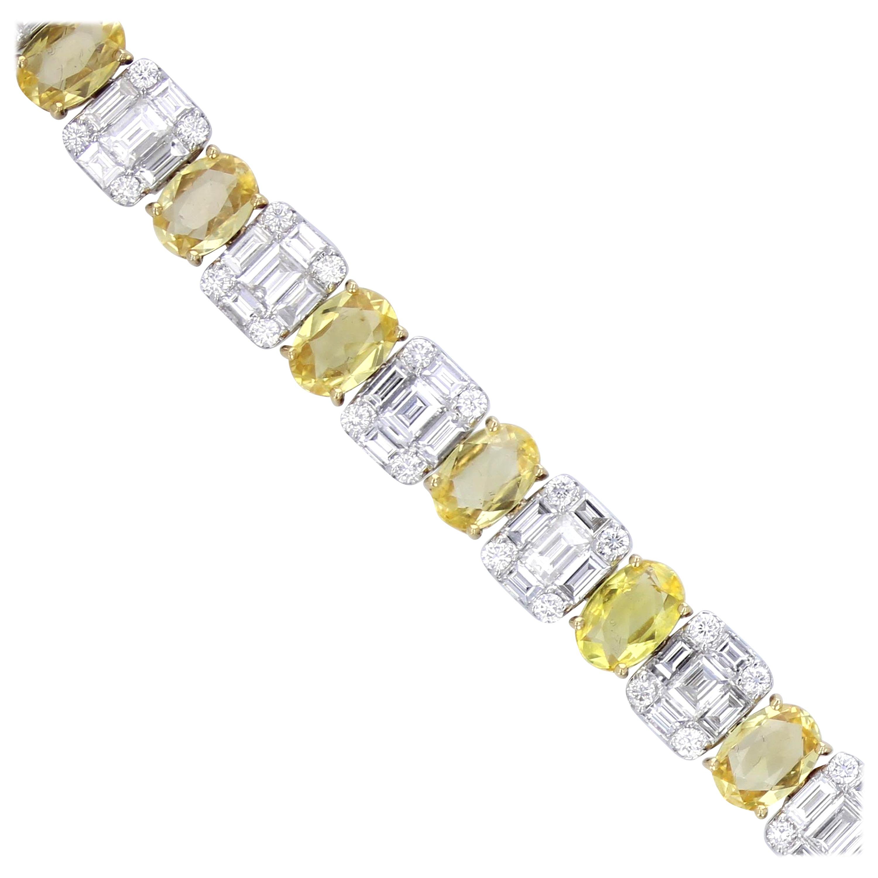 Yellow Sapphire and Diamond Tennis Bracelet