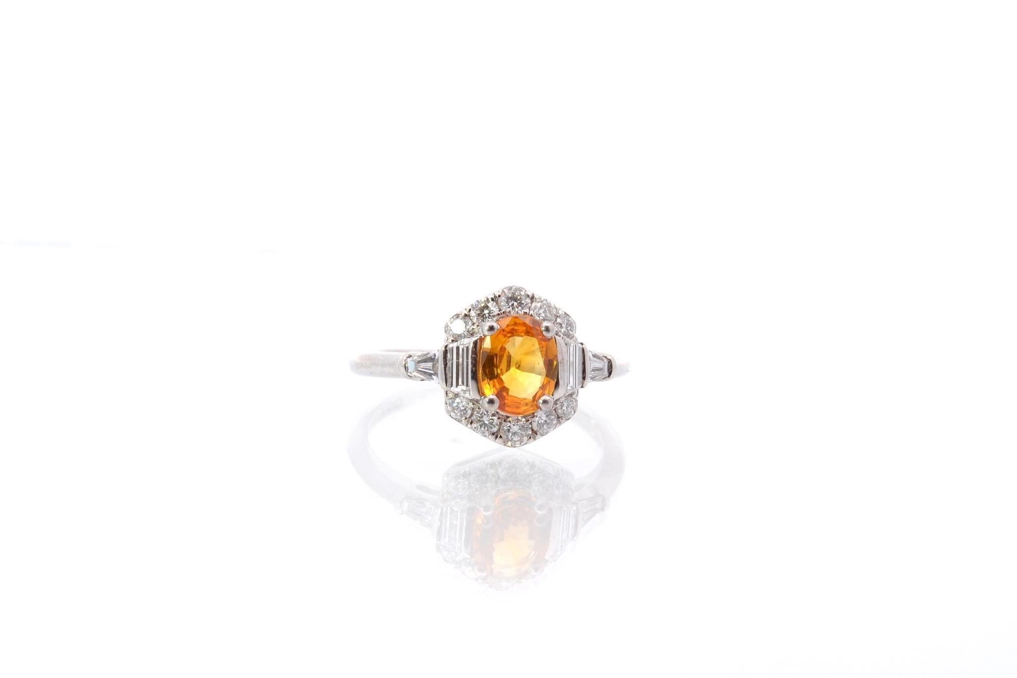 Oval Cut Yellow sapphire and diamonds ring in 18k gold For Sale