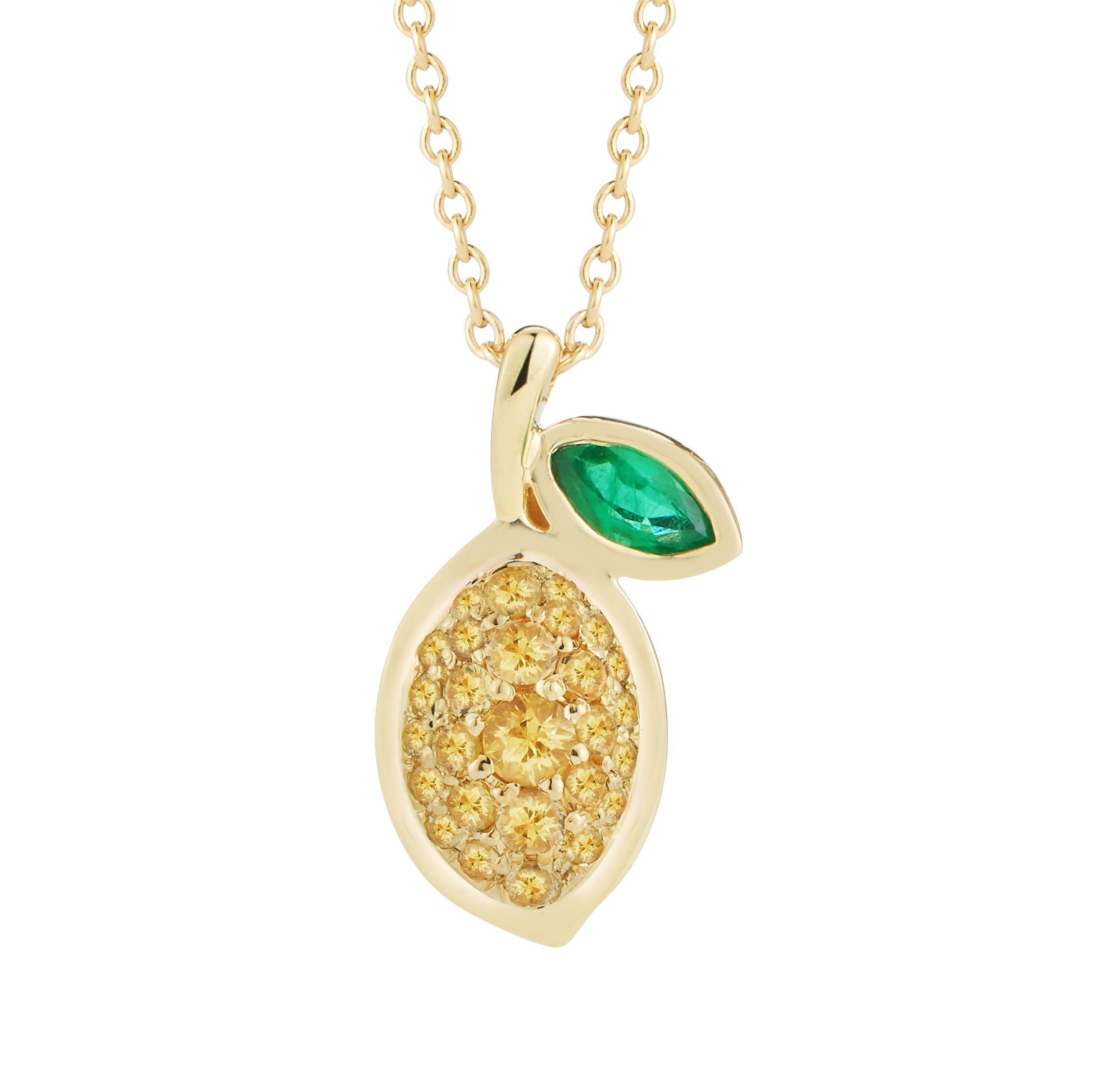 Yellow Sapphire and Emerald Lemon Necklace In New Condition In New York, NY