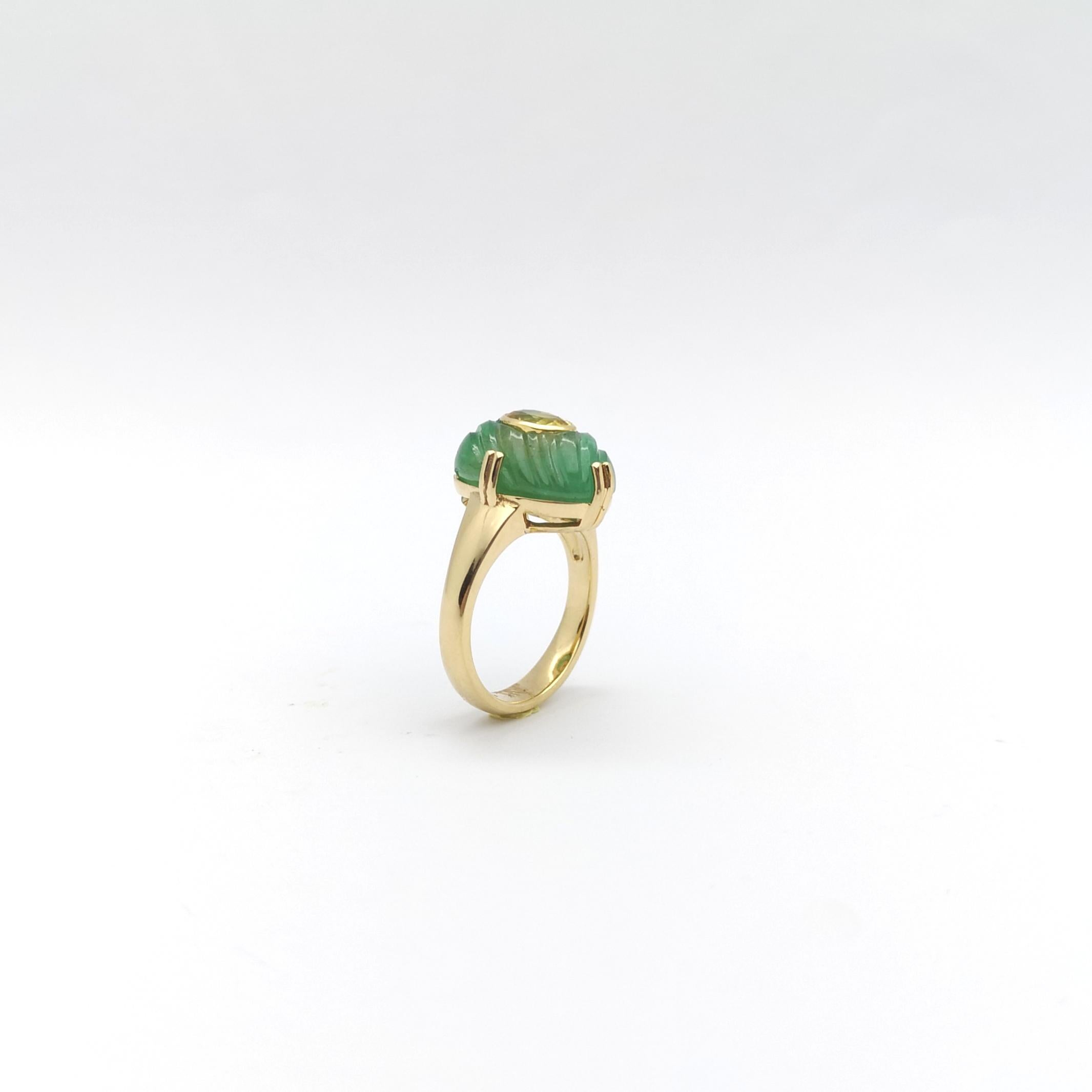 Ring mit gelbem Saphir und Smaragd in 18 Karat Goldfassung im Angebot 9
