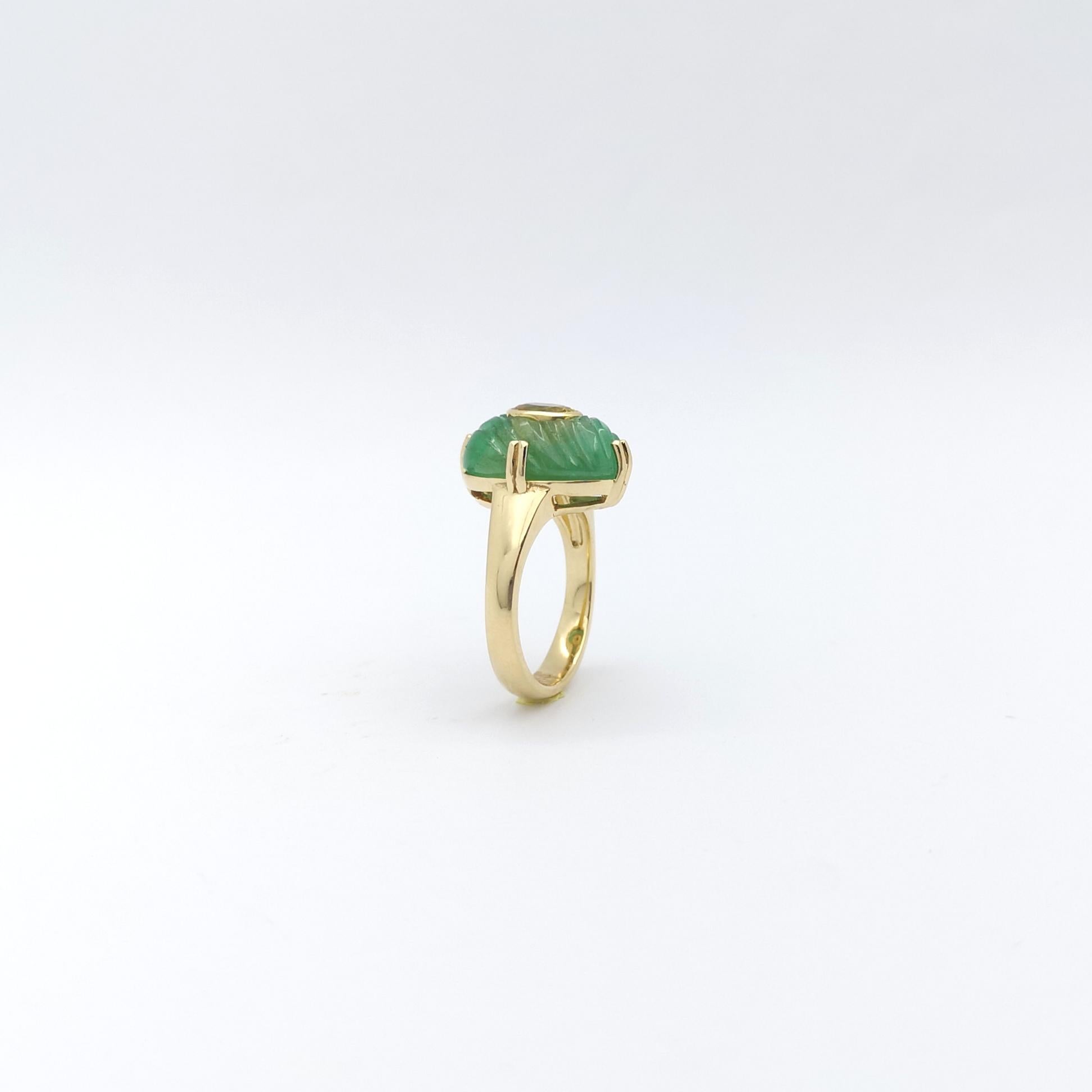 Ring mit gelbem Saphir und Smaragd in 18 Karat Goldfassung im Angebot 10