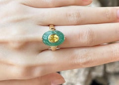 Yellow Sapphire and Emerald Ring set in 18K Gold Setting