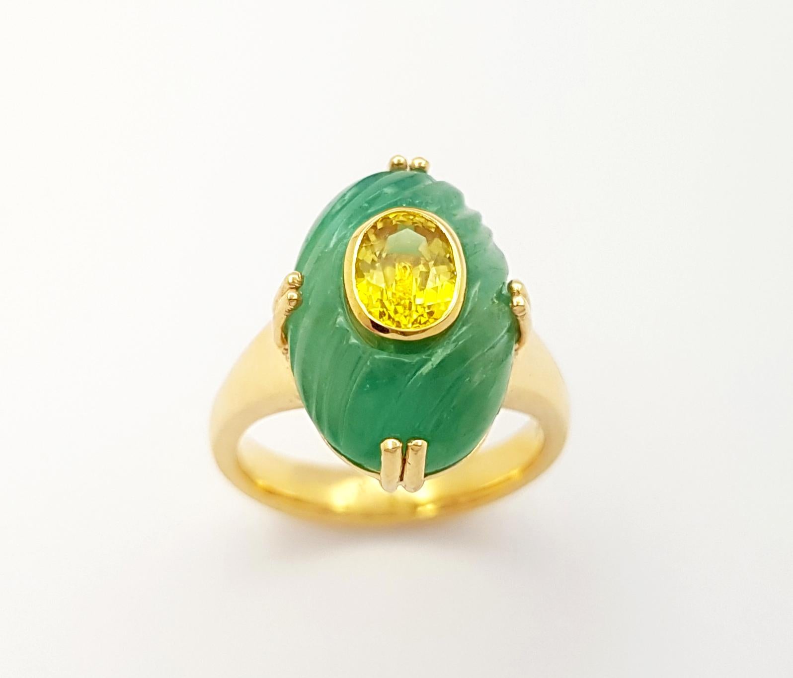 Ring mit gelbem Saphir und Smaragd in 18 Karat Goldfassung im Angebot 2