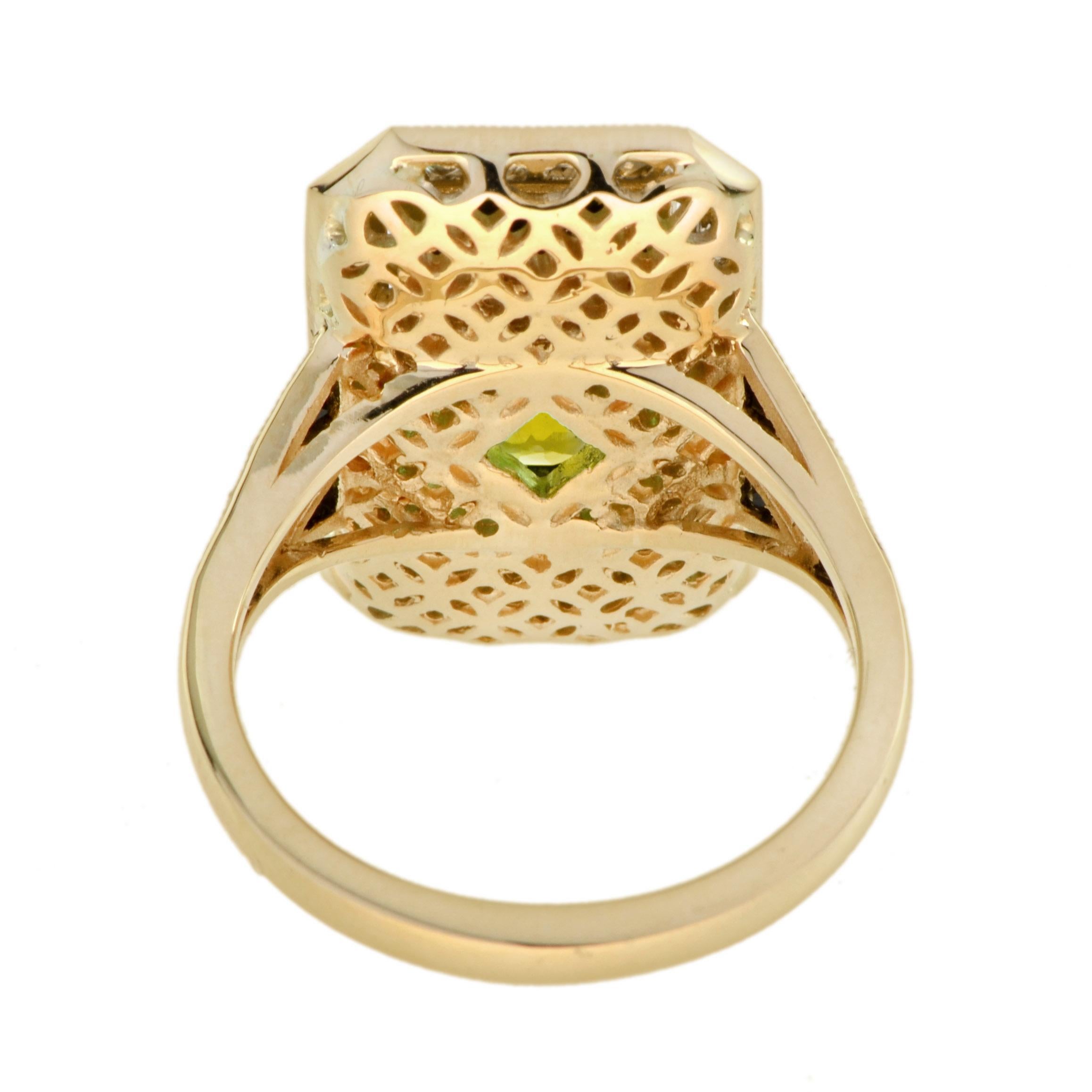 Yellow Sapphire and Onyx Art Deco Style Dinner Ring in 14K Yellow Gold For Sale 5