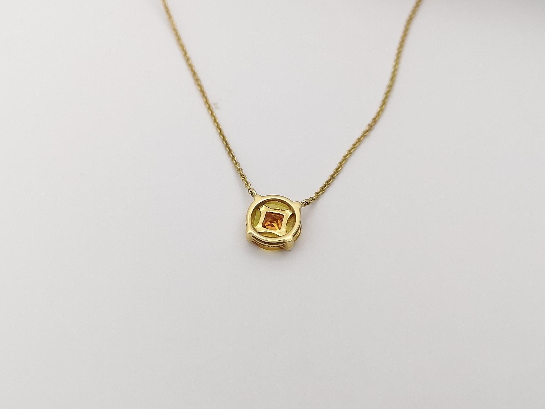 Yellow Sapphire and Orange Sapphire Necklace set in 18 Karat Gold Settings For Sale 4