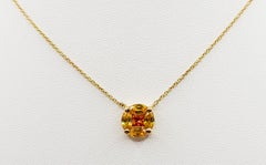 Yellow Sapphire and Orange Sapphire Necklace set in 18 Karat Gold Settings