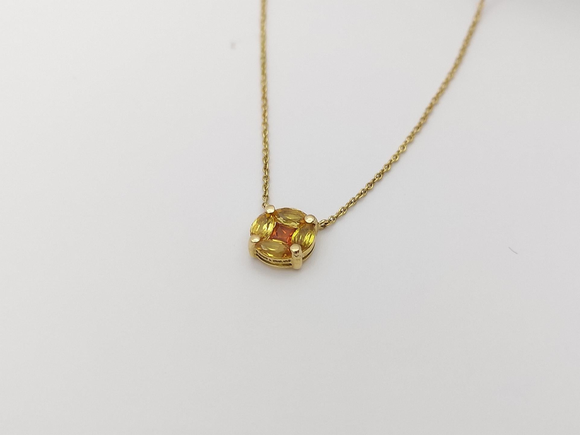 Yellow Sapphire and Orange Sapphire Necklace set in 18 Karat Gold Settings For Sale 1