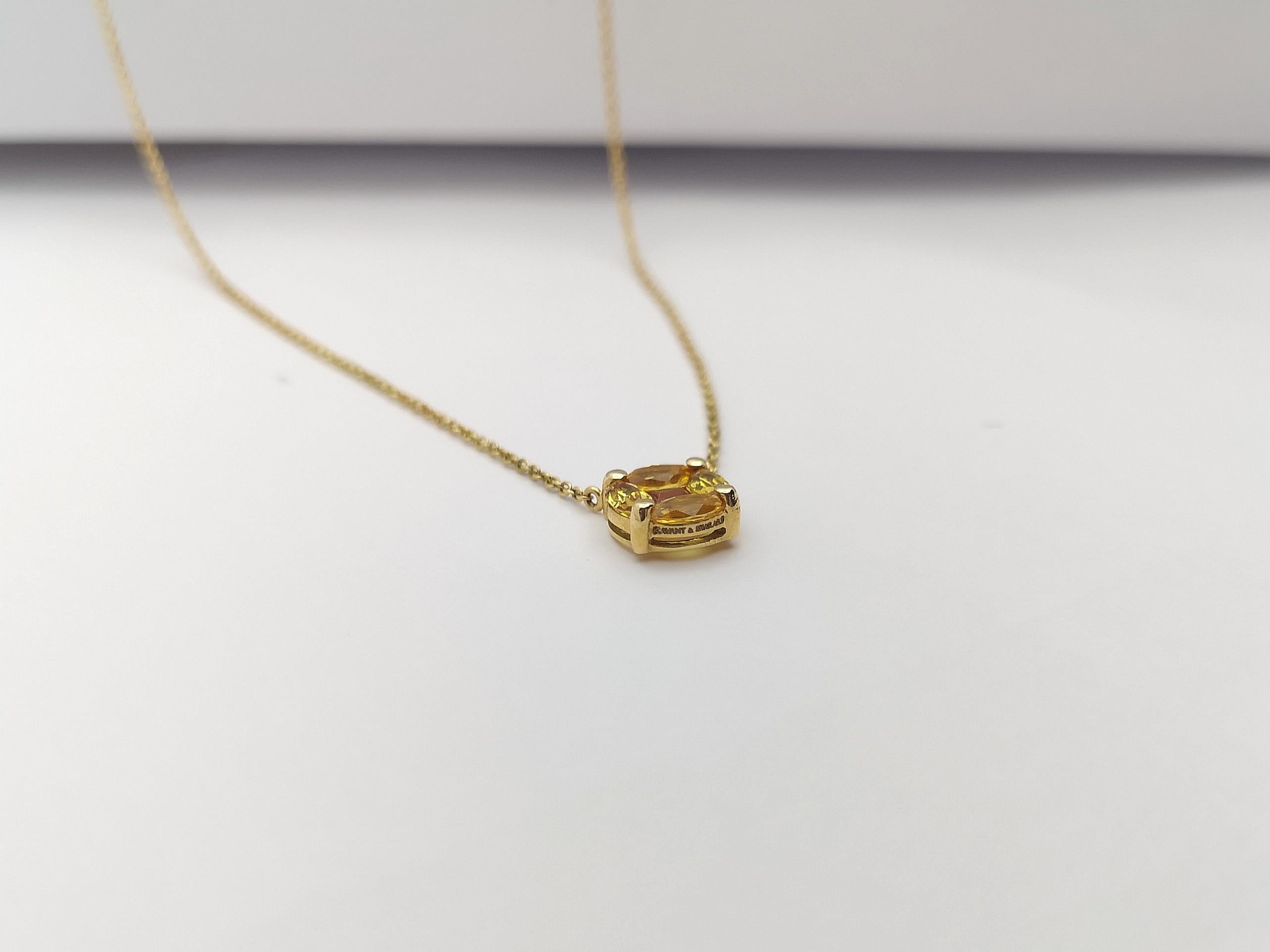 Yellow Sapphire and Orange Sapphire Necklace set in 18 Karat Gold Settings For Sale 2