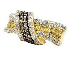 Yellow Sapphire and Pavé Diamond Twisted Knot Band Ring in 14 Karat Yellow Gold