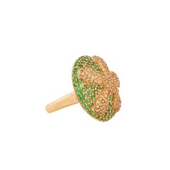 Sunita Nahata saphir jaune et tsavorite 4,25 carats Bague fantaisie en or jaune 14 carats.