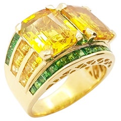 Yellow Sapphire and Tsavorite Ring set in 18K Gold Settings
