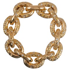 Yellow Sapphire and White Diamond Set Link Bracelet, Signed Cantamesa