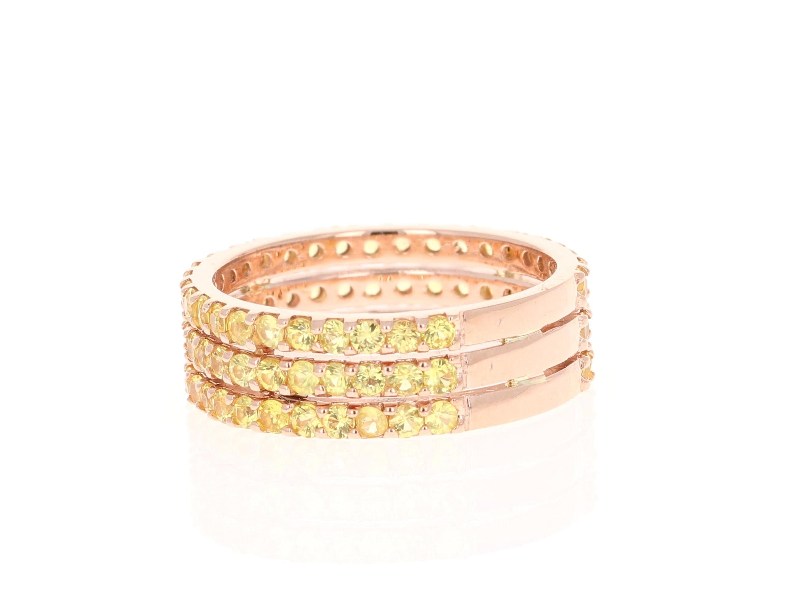 Contemporary Yellow Sapphire Band 14 Karat Rose Gold For Sale