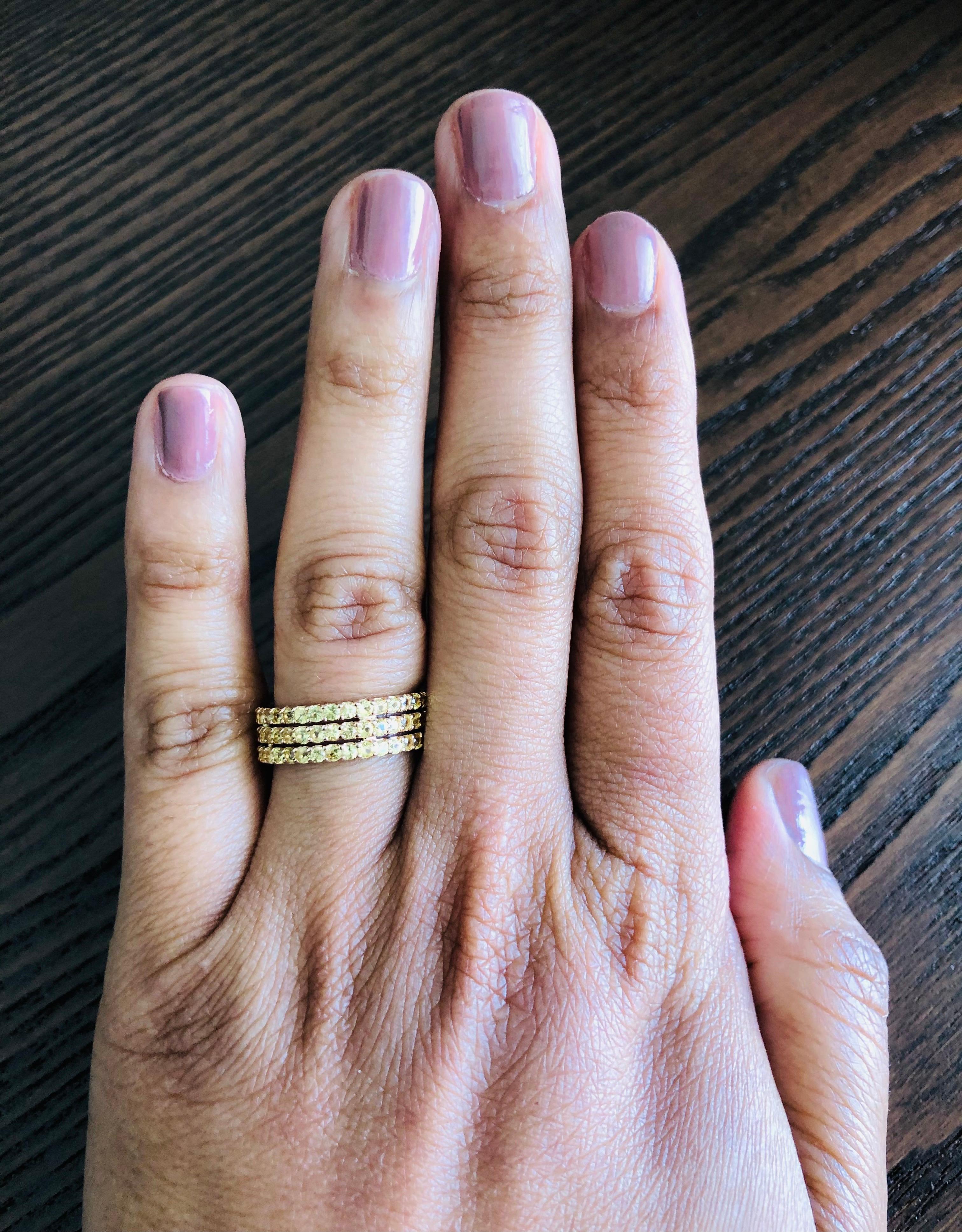 Yellow Sapphire Band 14 Karat Rose Gold In New Condition For Sale In Los Angeles, CA