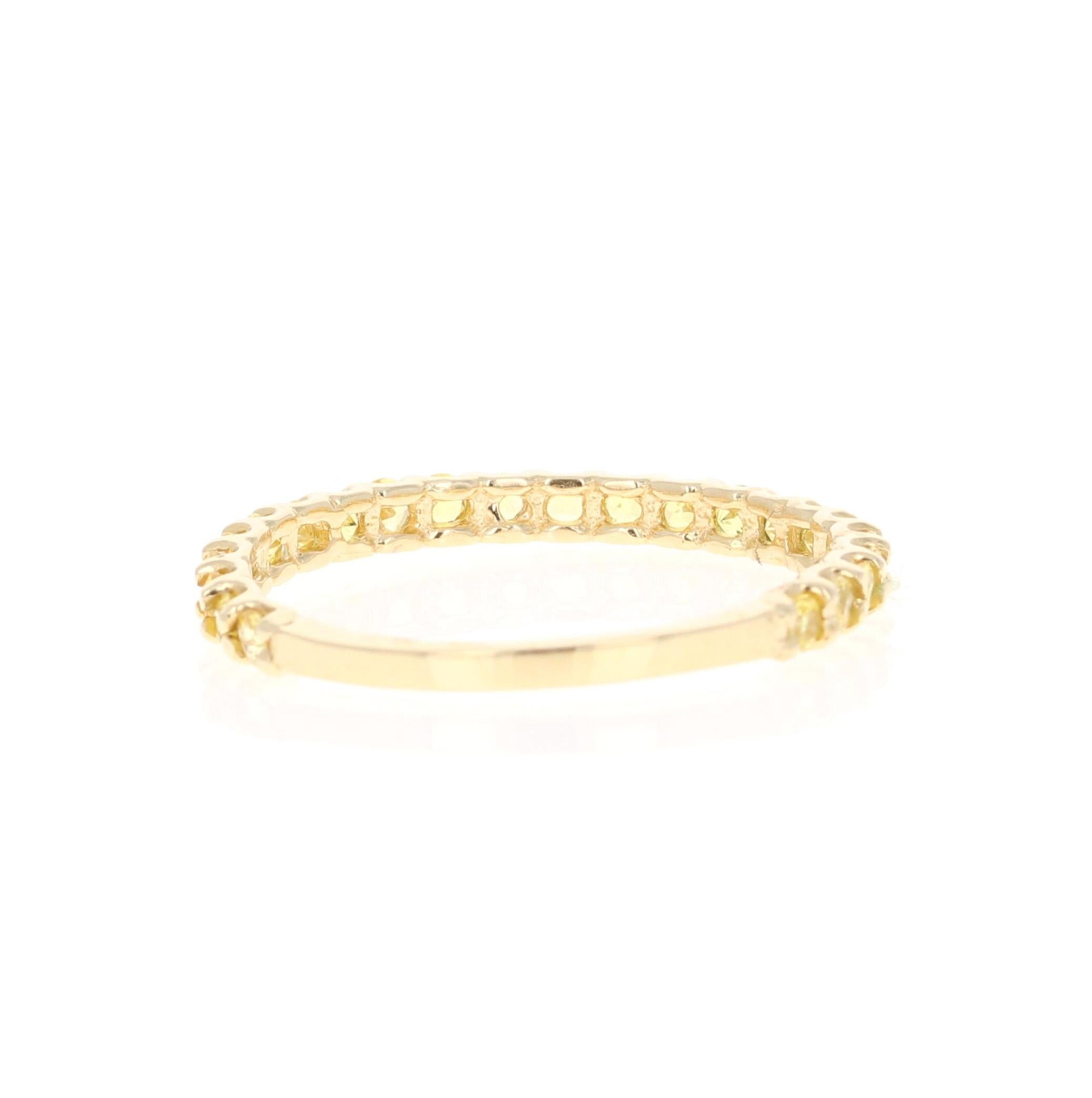 Round Cut Yellow Sapphire Yellow Gold Band For Sale
