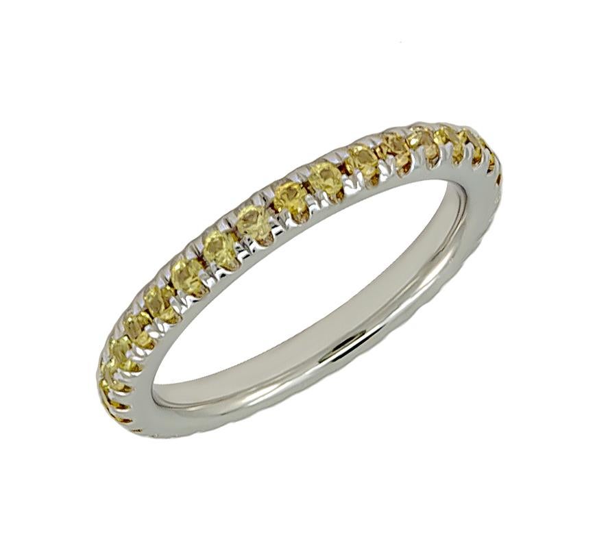Contemporary Yellow Sapphire Band, 18K For Sale