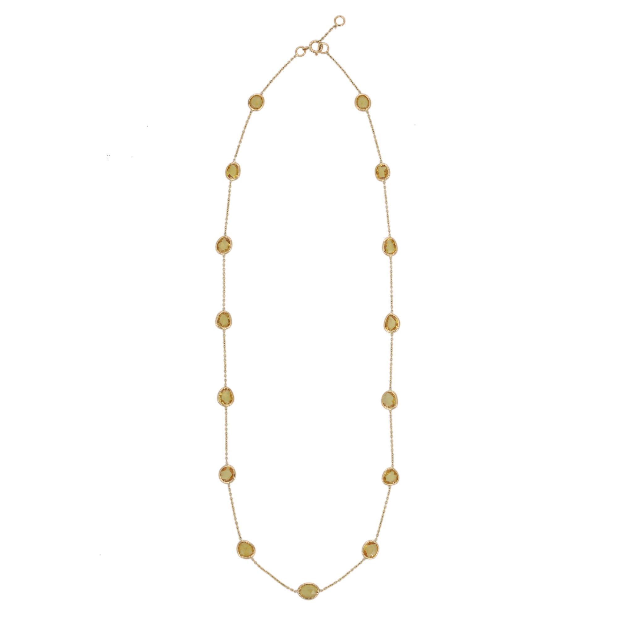 Modern Yellow Sapphire Chain Necklace in 18K Yellow Gold  For Sale