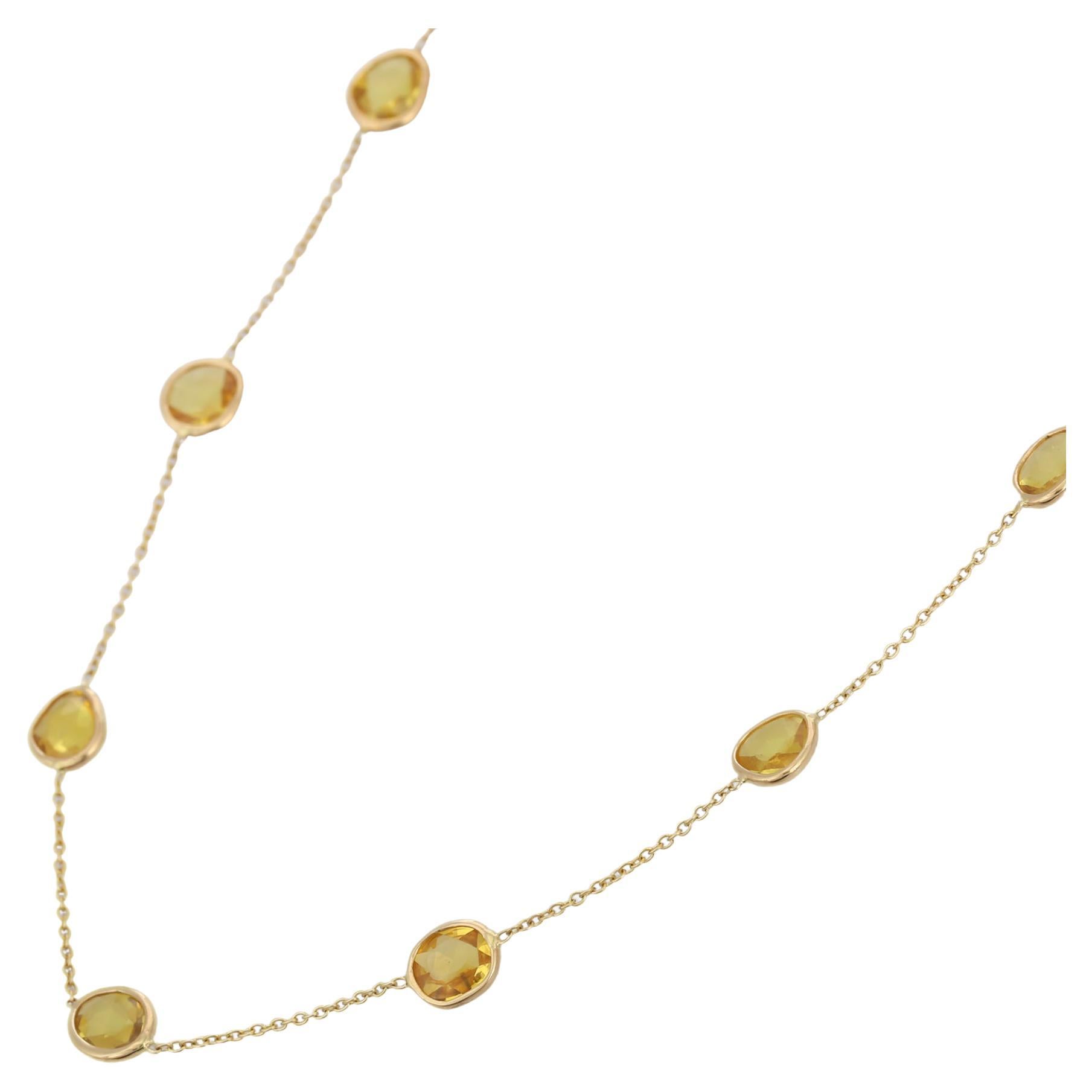 Yellow Sapphire Beaded Necklace in 18K Yellow Gold 