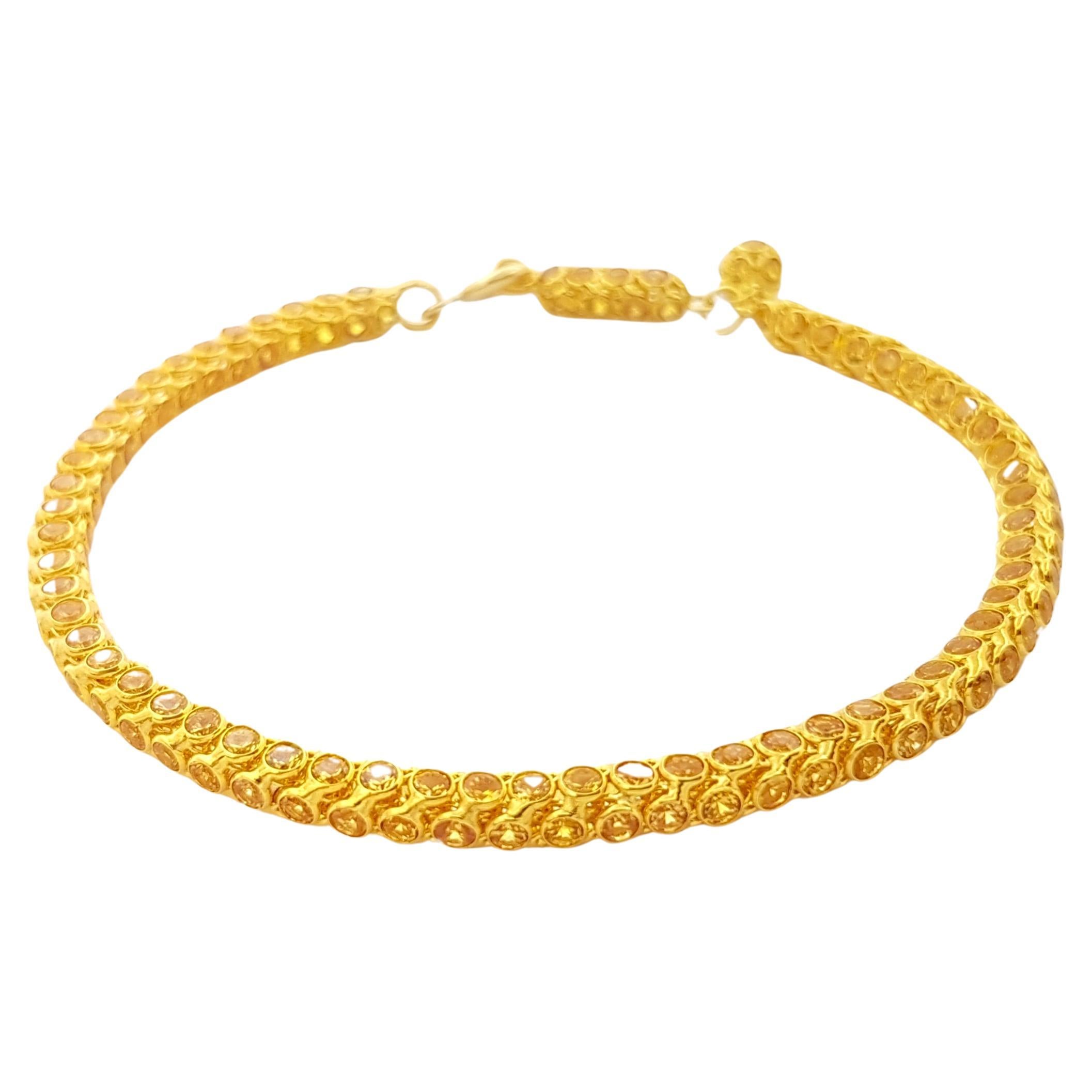 Yellow Sapphire Bracelet set in 18K Gold Settings For Sale