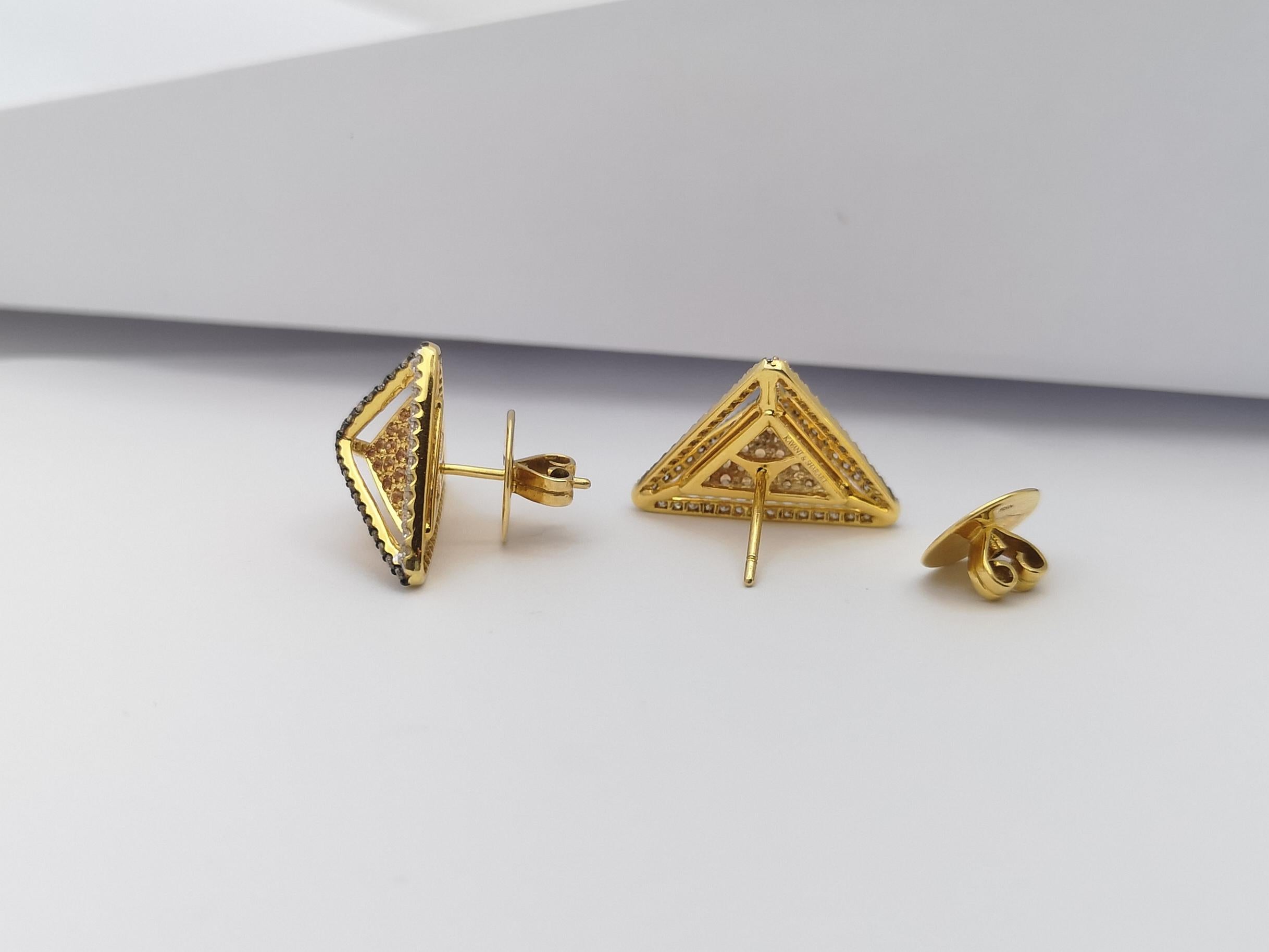 Yellow Sapphire, Brown Diamond, Diamond Earrings in 18K Gold by Kavant&Sharart For Sale 4