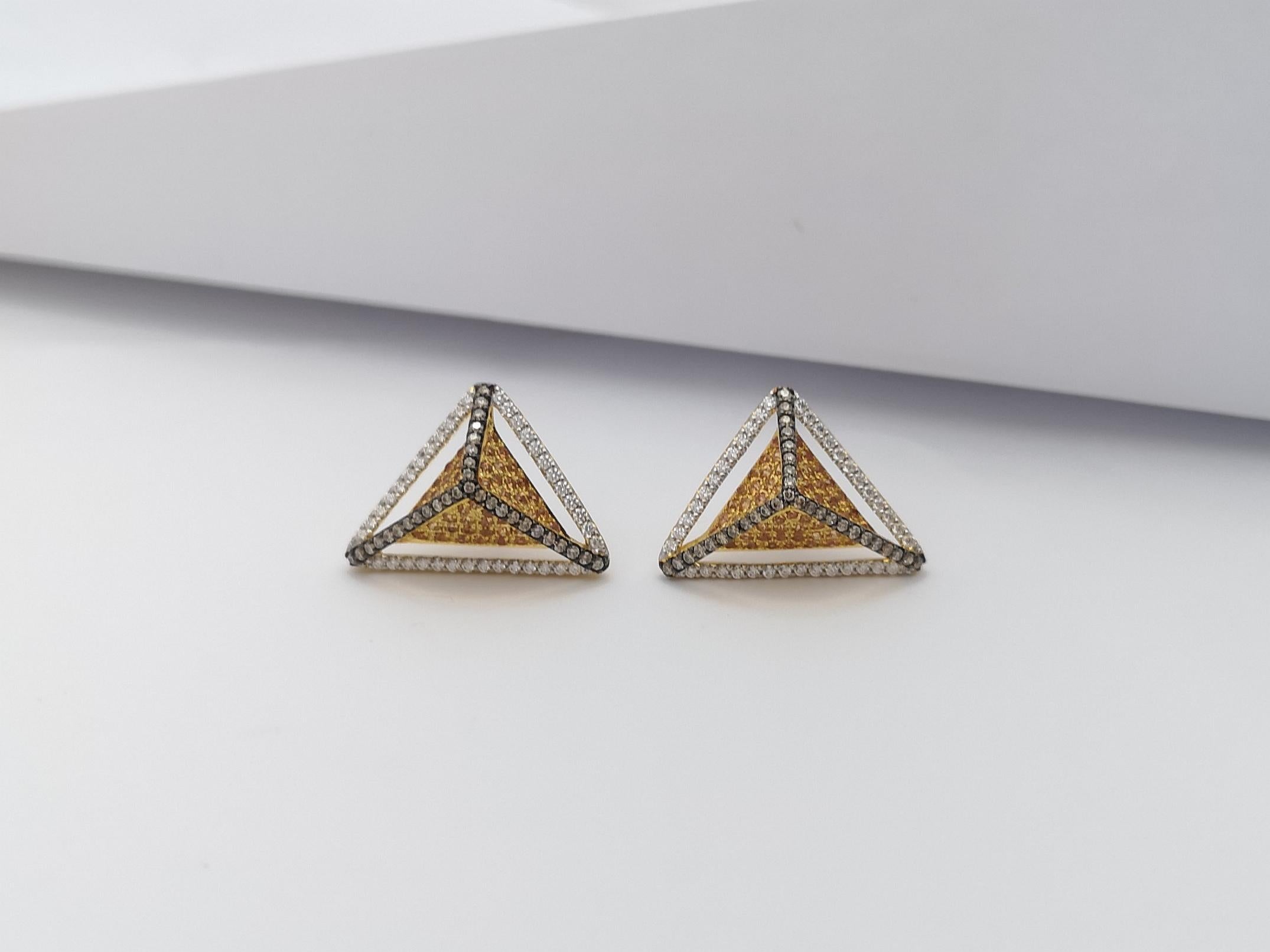 Yellow Sapphire, Brown Diamond, Diamond Earrings in 18K Gold by Kavant&Sharart For Sale 6