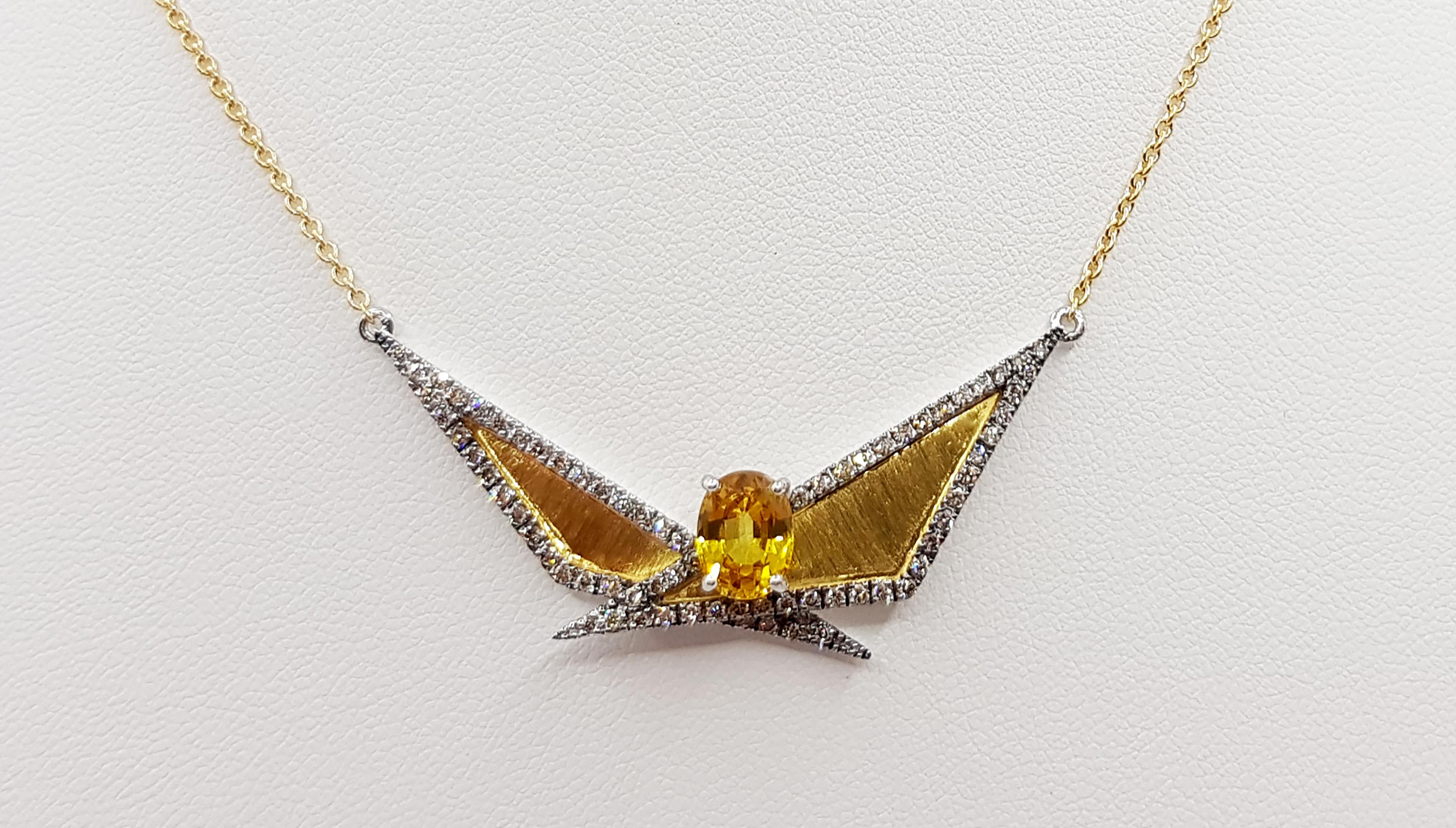 Contemporain Kavant & Sharart Collier en or 18 carats serti de saphirs jaunes et de diamants bruns en vente