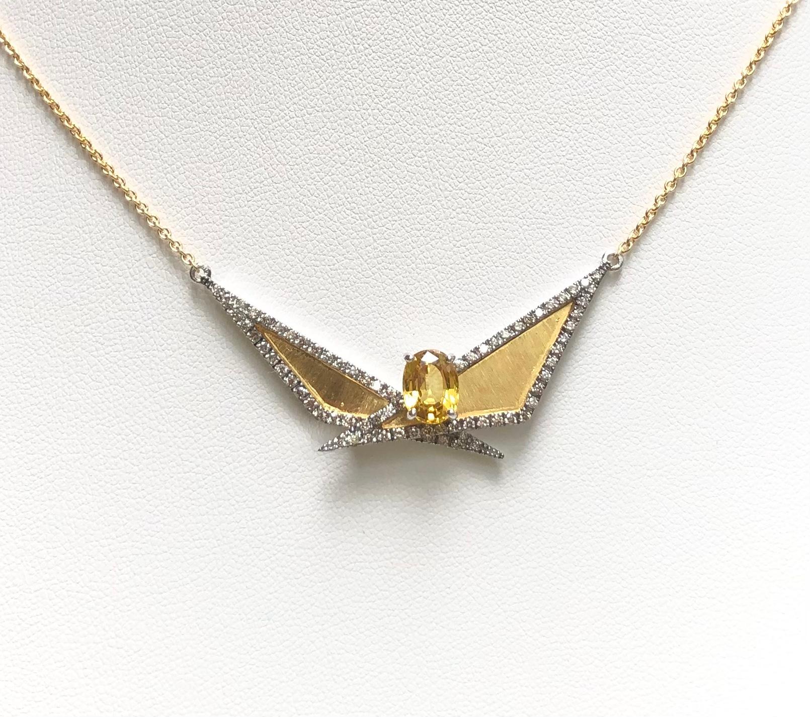 Contemporary Yellow Sapphire, Brown Diamond Necklace Set in 18 Karat Gold by Kavant & Sharart For Sale