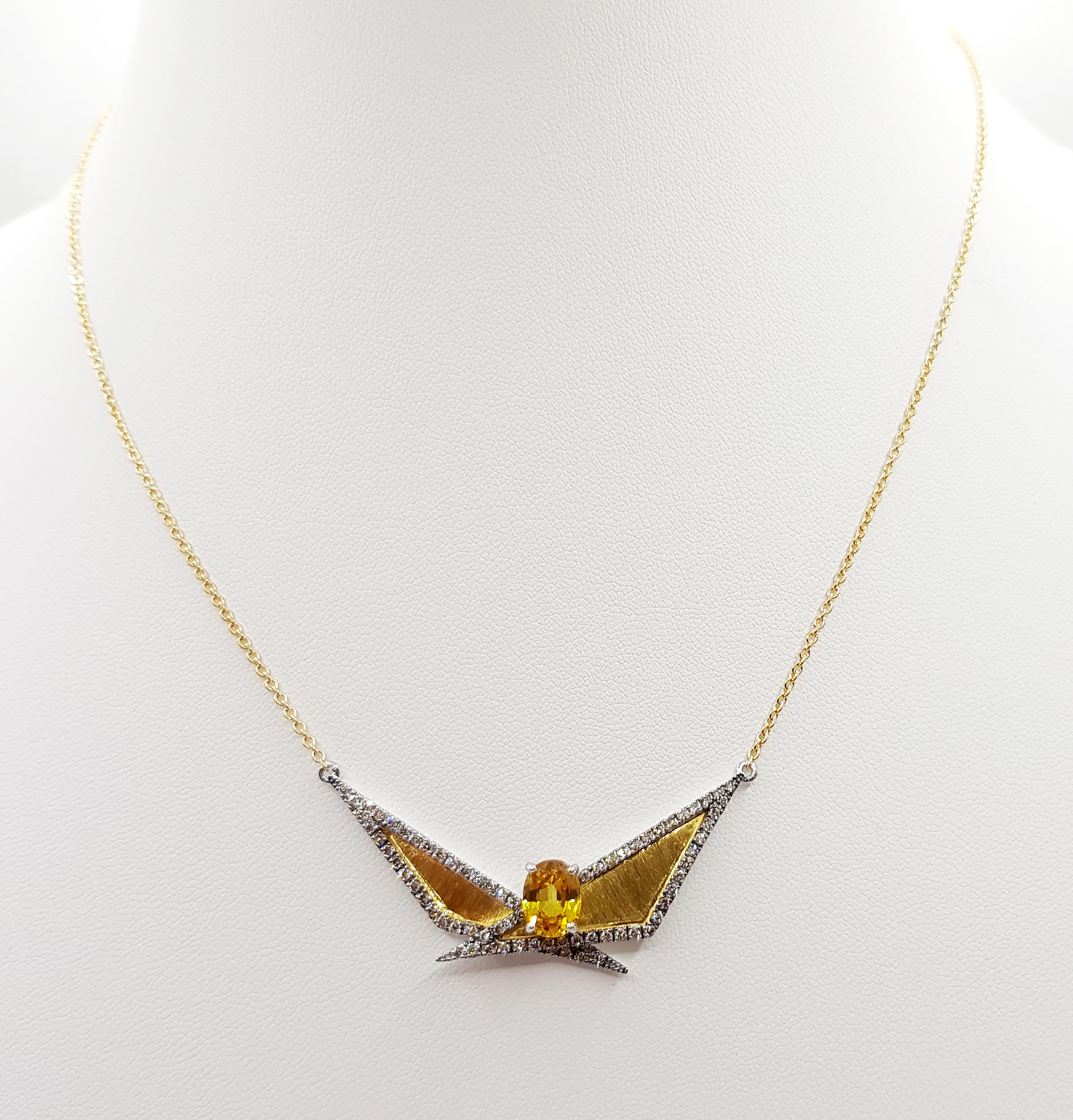 Collar de Zafiro Amarillo y Diamante Marrón en Oro de 18 Kilates de Kavant & Sharart en Nuevo estado para la venta en Bangkok, TH