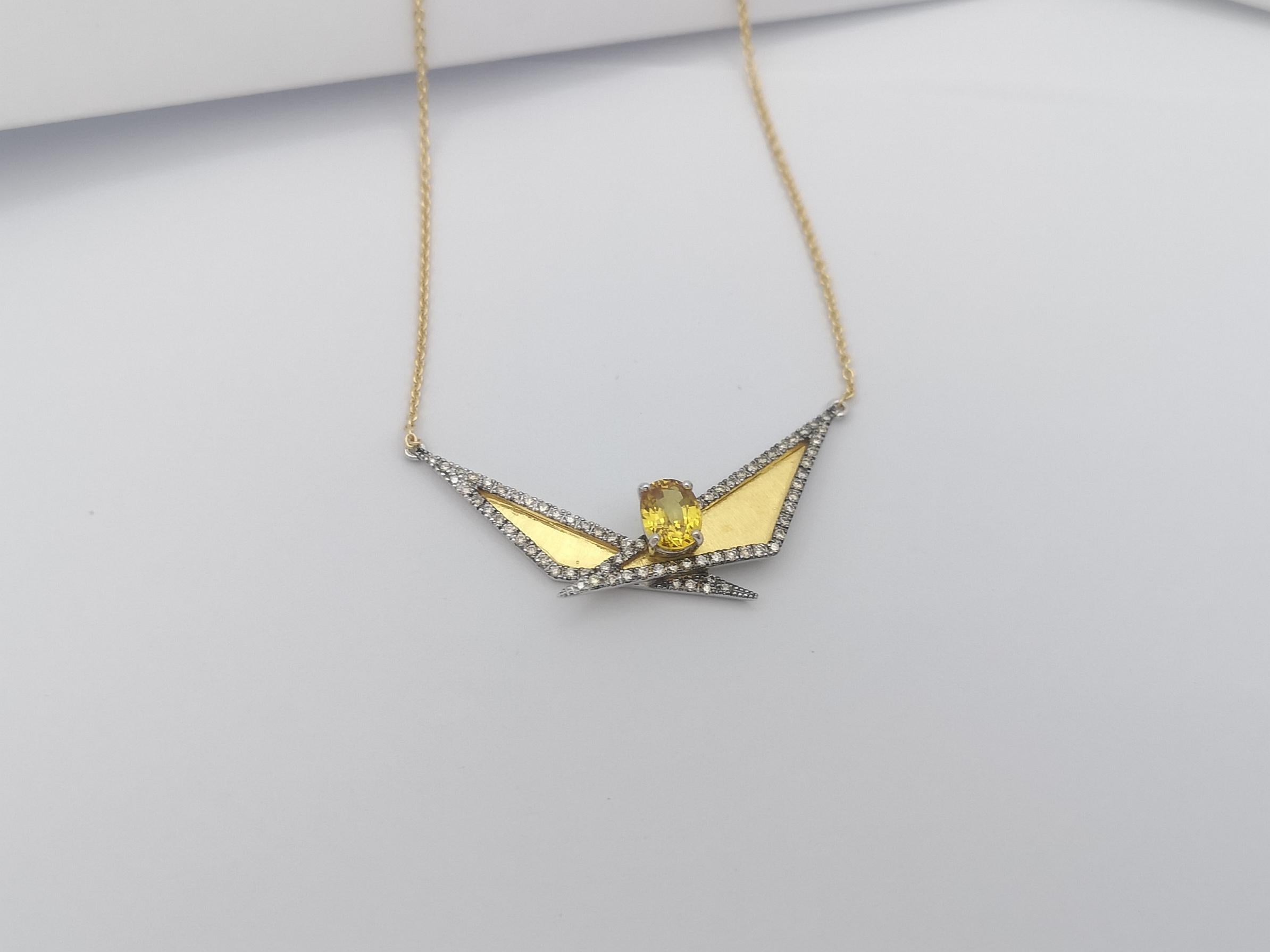 Kavant & Sharart Collier en or 18 carats serti de saphirs jaunes et de diamants bruns Pour femmes en vente