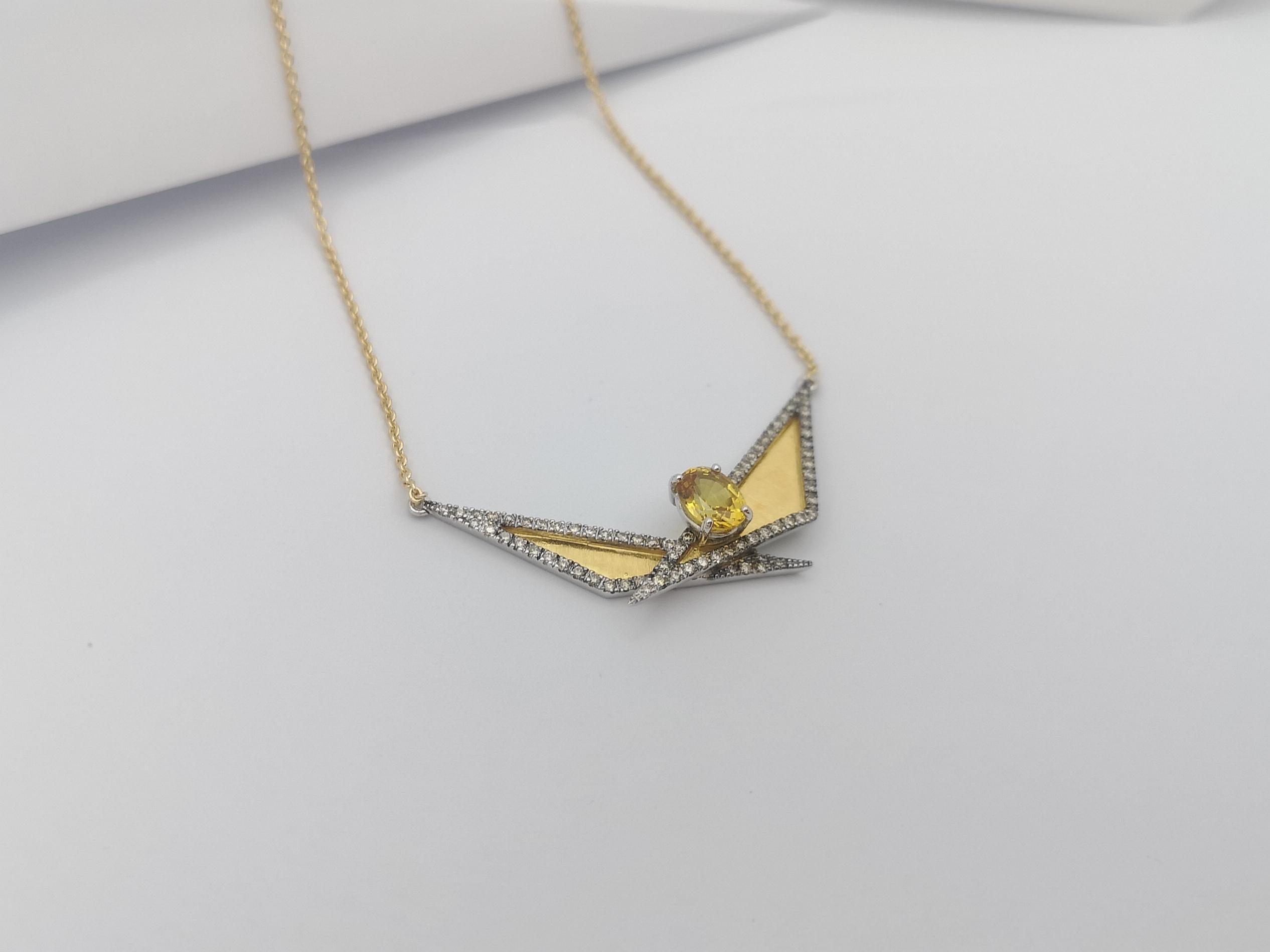 Kavant & Sharart Collier en or 18 carats serti de saphirs jaunes et de diamants bruns en vente 1
