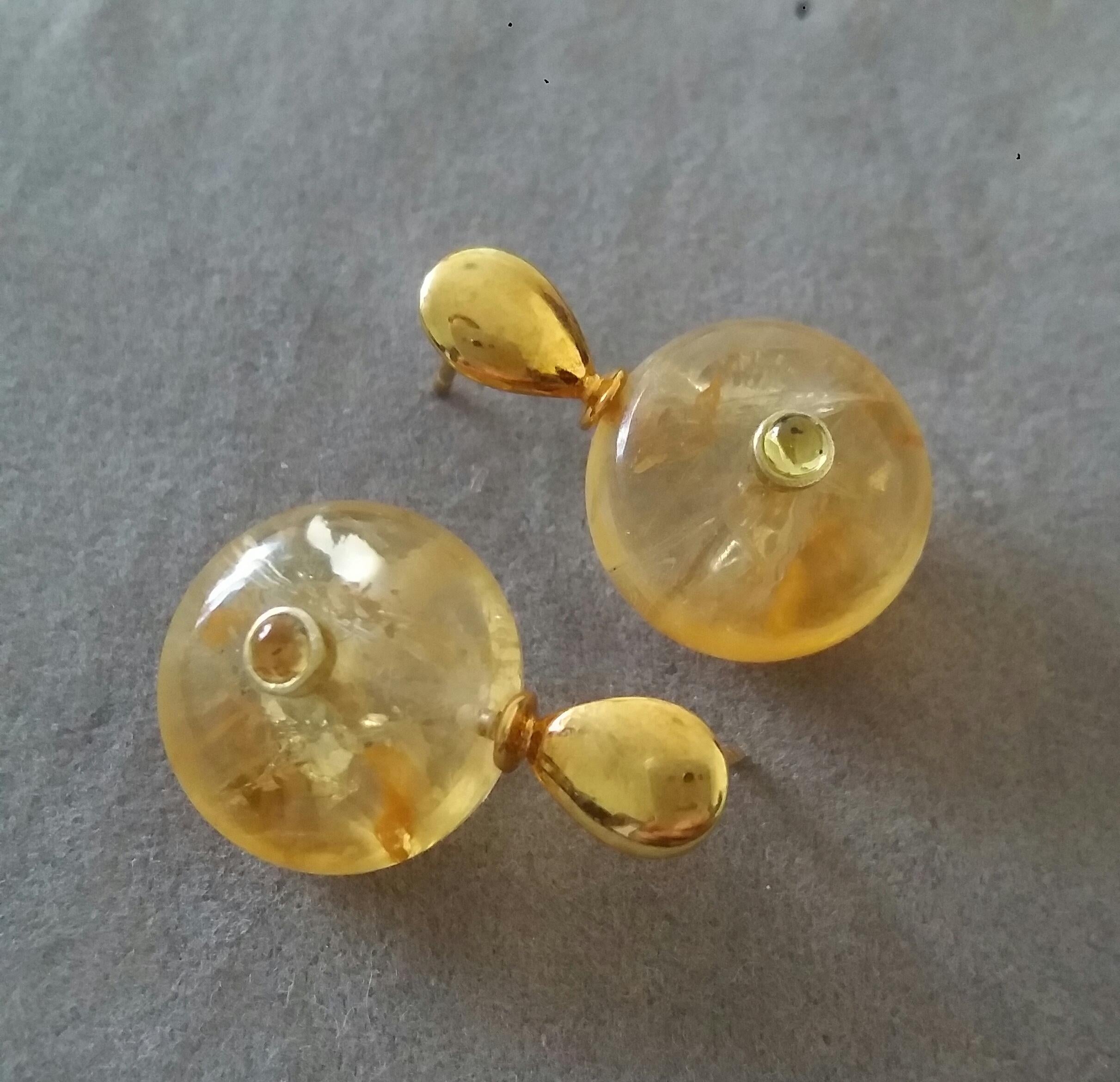Boucles d'oreilles Citrines en forme de roue en or gris saphir jaune en forme de goutte plate en vente 5