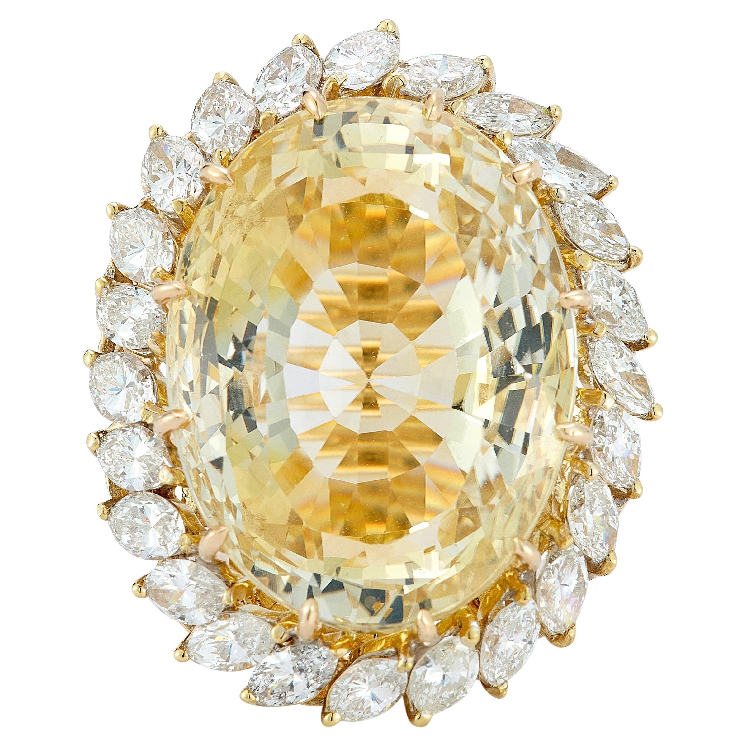 Yellow Sapphire Cocktail Ring For Sale
