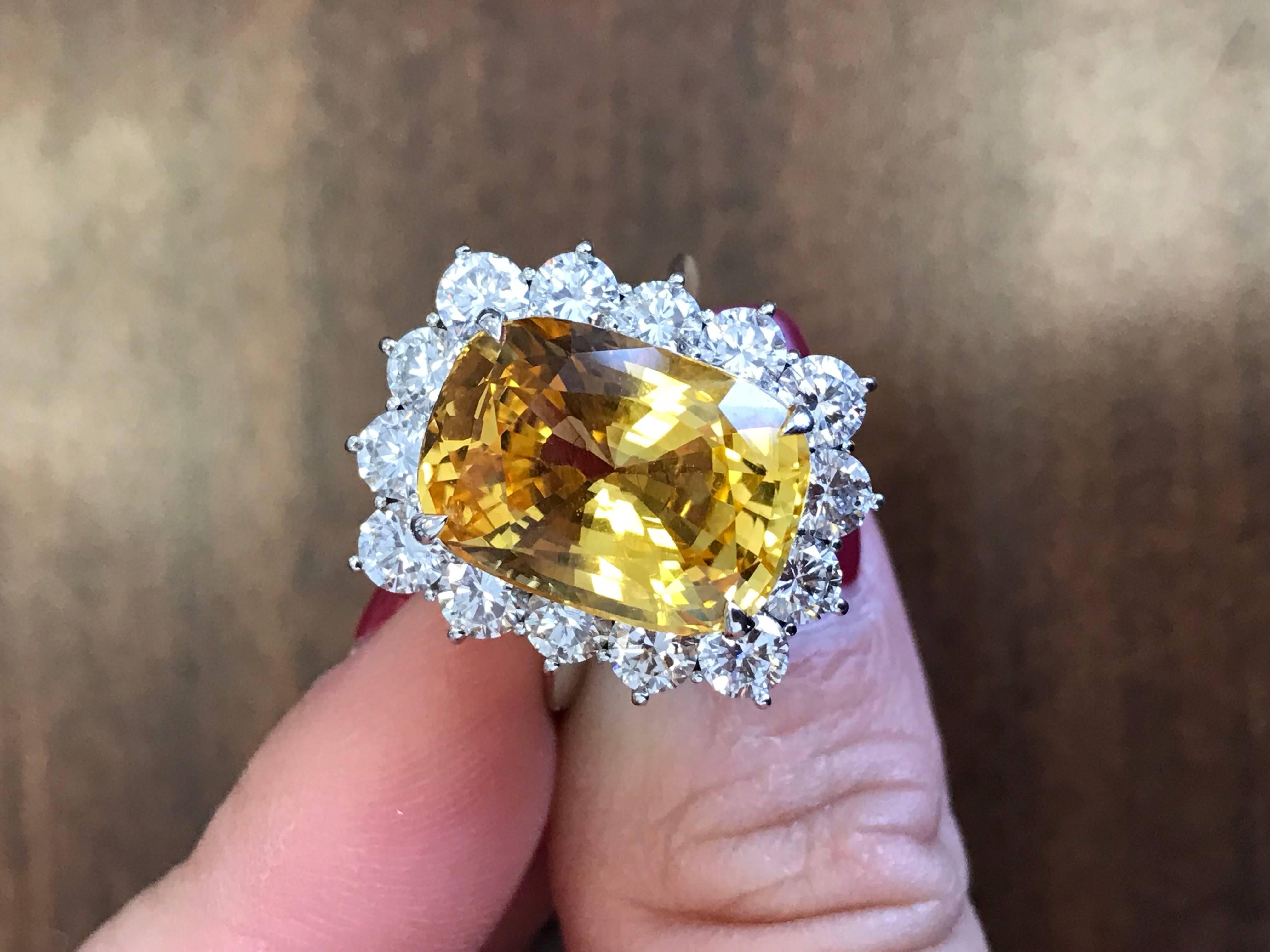 Yellow Sapphire Cushion and Diamond Cocktail Ring 3