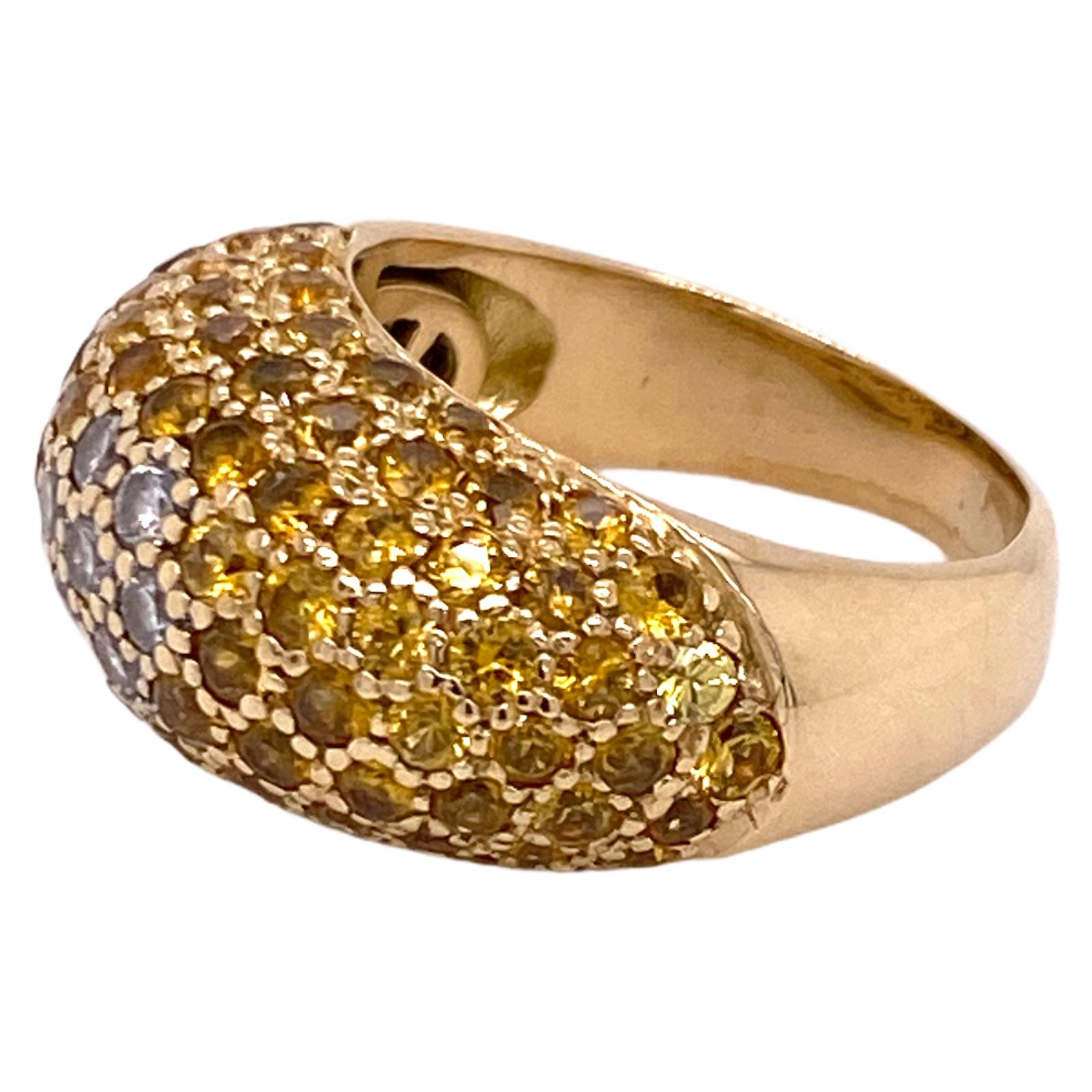 Women's Yellow Sapphire Diamond 18 Karat Yellow Gold Modern Band Ring