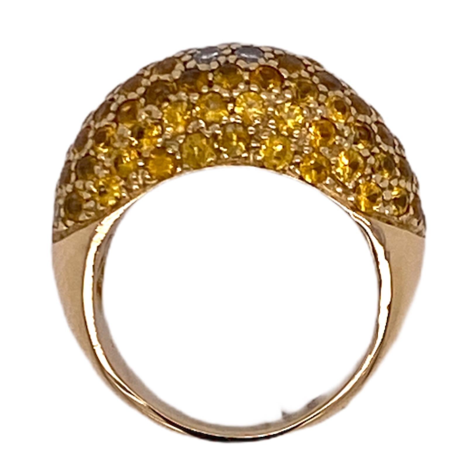 Yellow Sapphire Diamond 18 Karat Yellow Gold Modern Band Ring 2