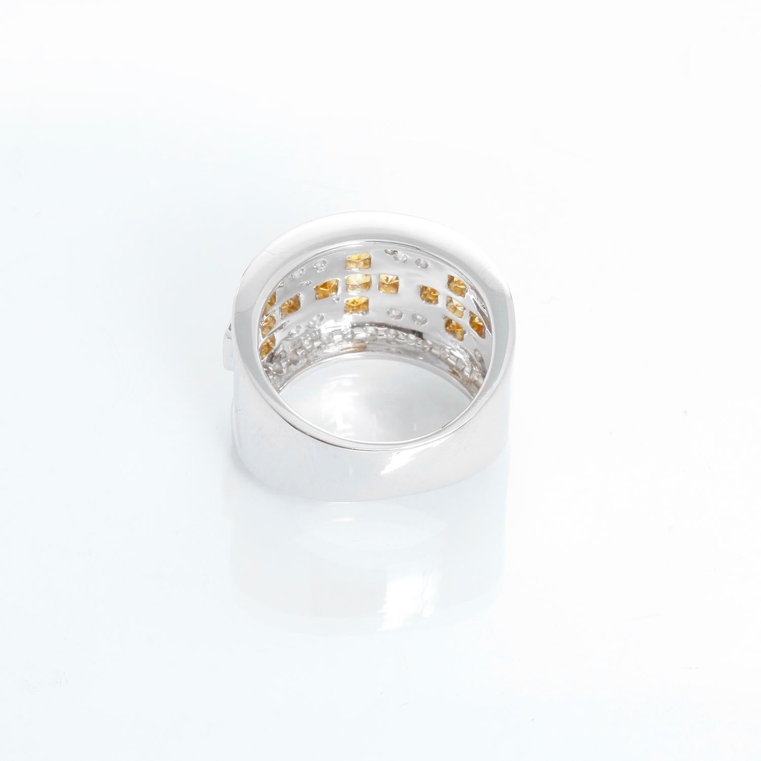 Women's Yellow Sapphire & Diamond 18k White Gold Band Size 6 1/4 For Sale