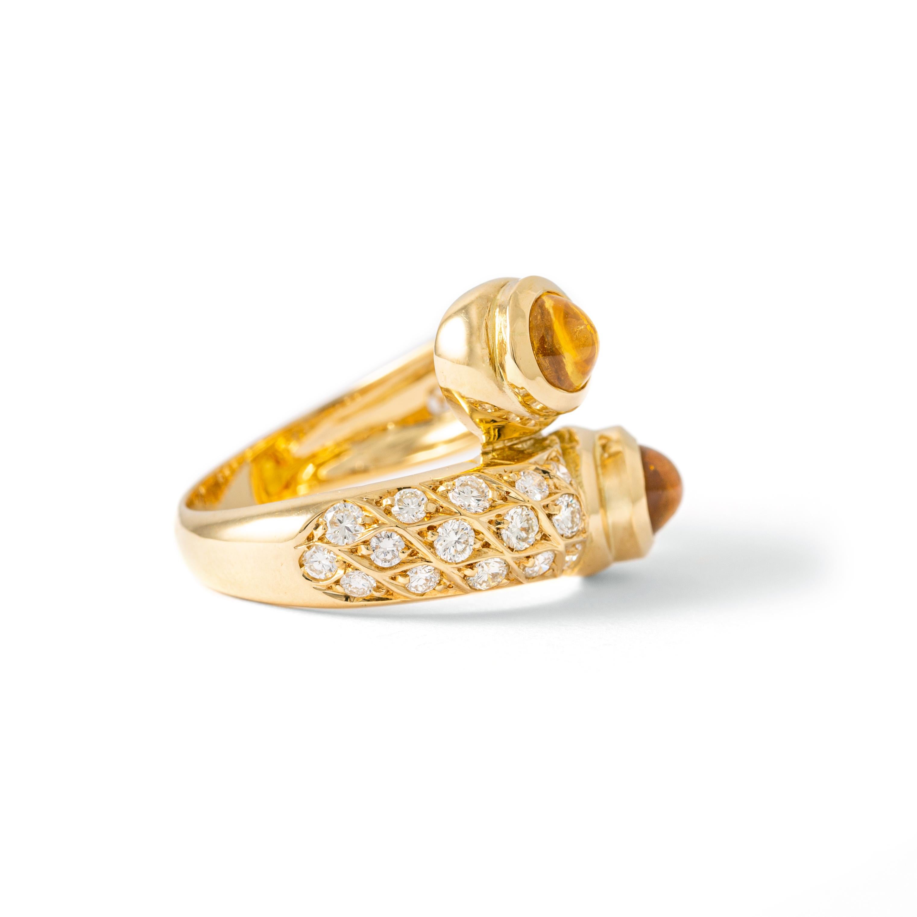 Gelber Saphir, Diamant und Gold Ring (Zeitgenössisch) im Angebot