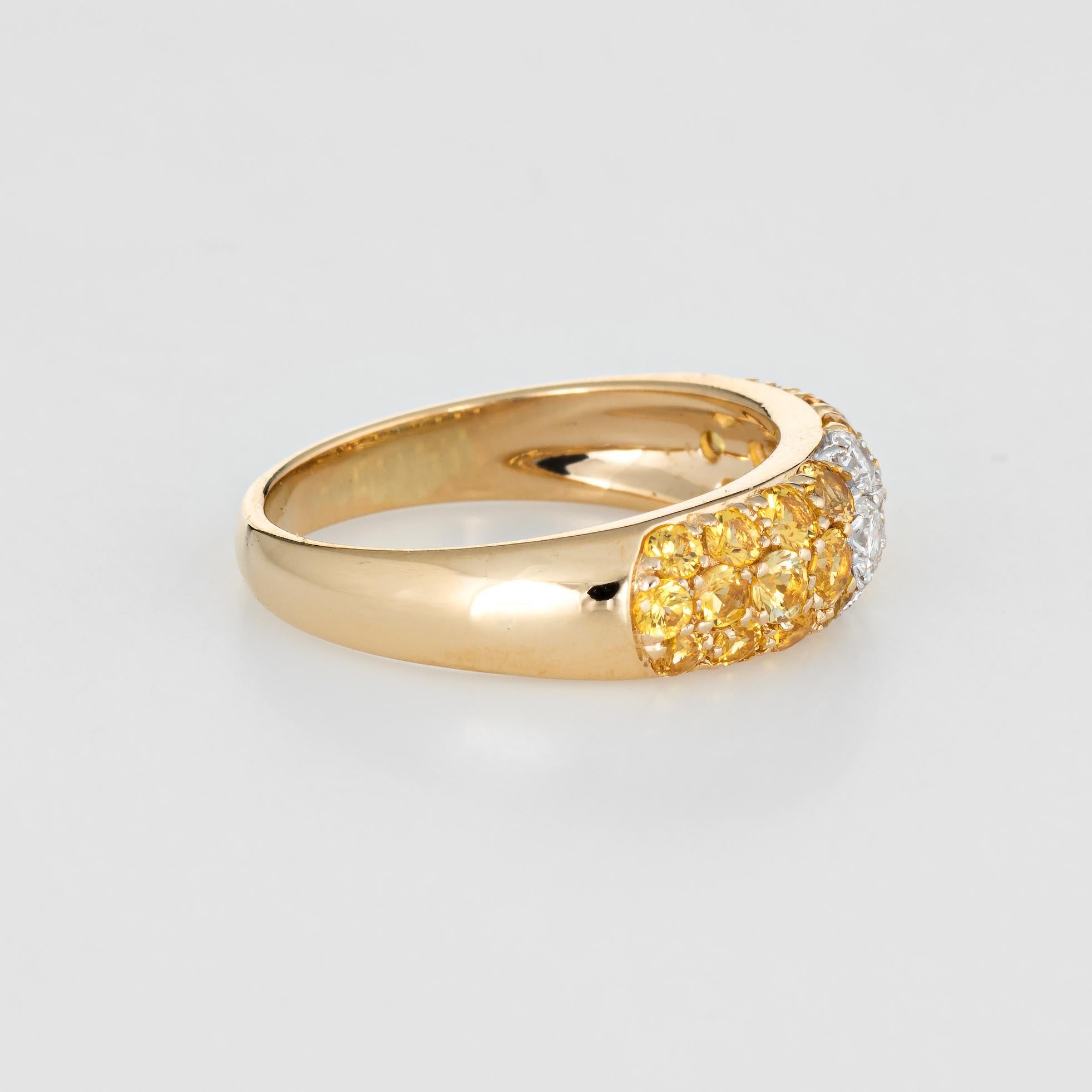 Modern Yellow Sapphire Diamond Band Estate 18k Gold Stacking Ring Fine Vintage Jewelry